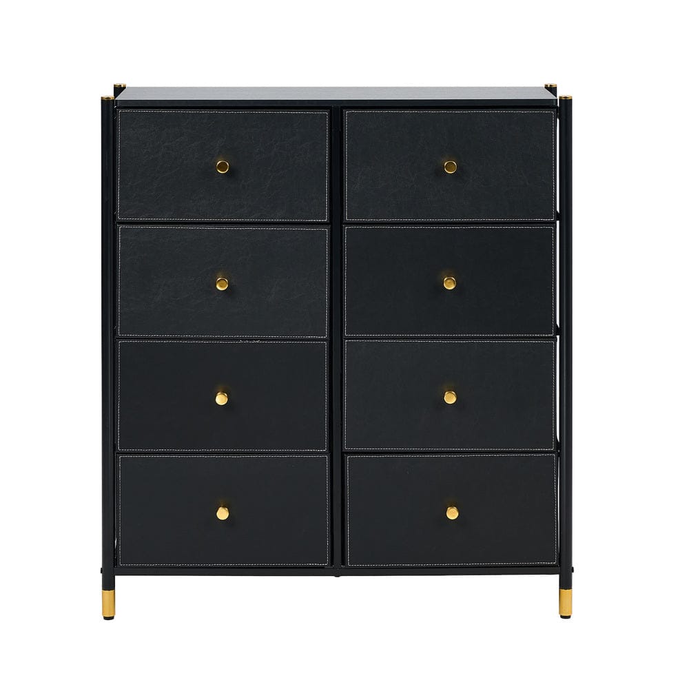 Oikiture Chest of Drawers WIK 8 Chest of Drawers PU Fabric Black