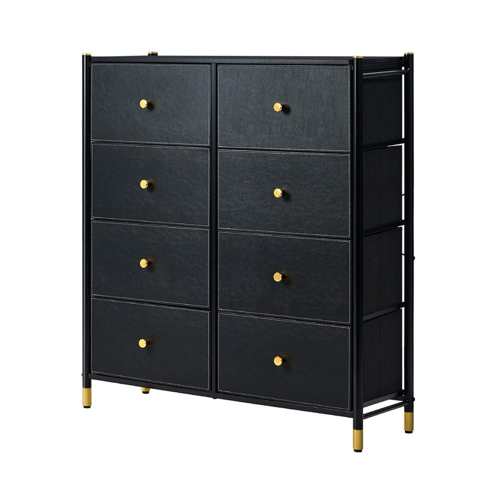 Oikiture Chest of Drawers WIK 8 Chest of Drawers PU Fabric Black