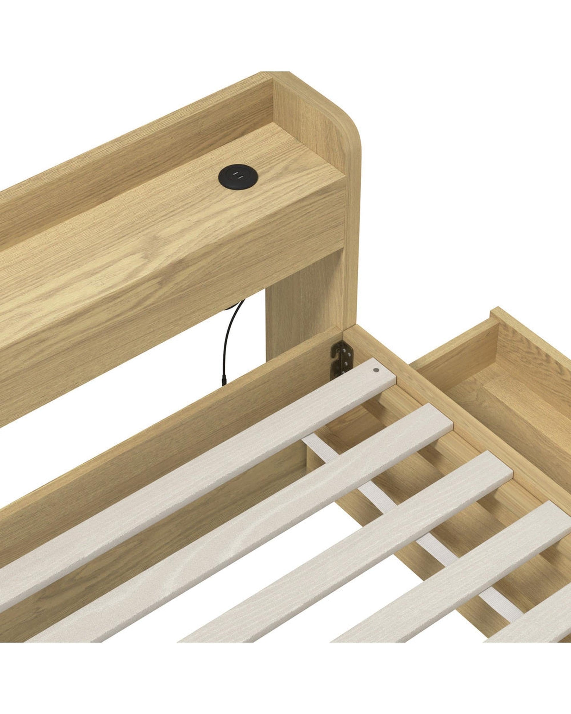 Oikiture Bedframe WINC Bed Frame with Charging Ports & 2 Drawers