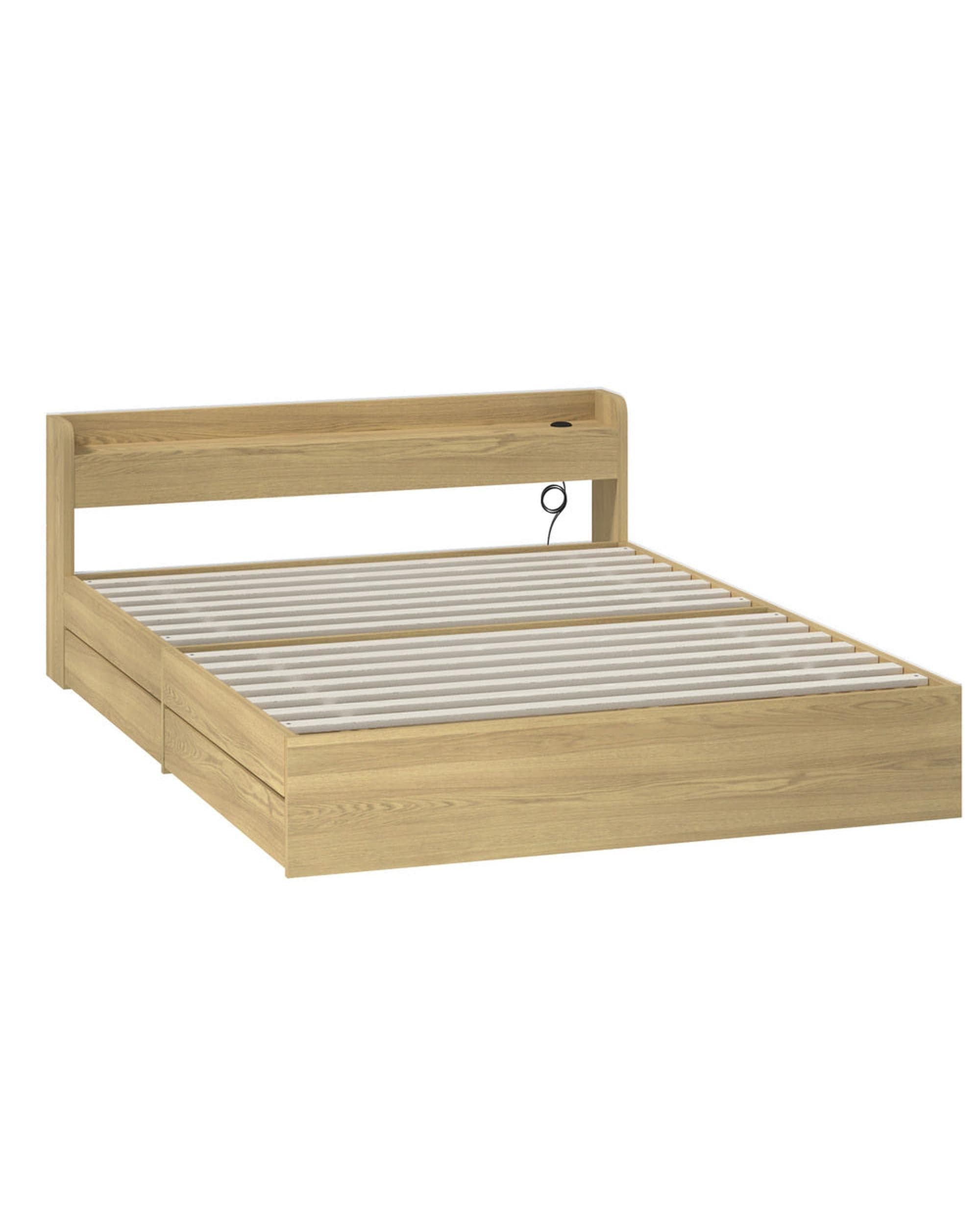 Oikiture Bedframe WINC Bed Frame with Charging Ports & 2 Drawers