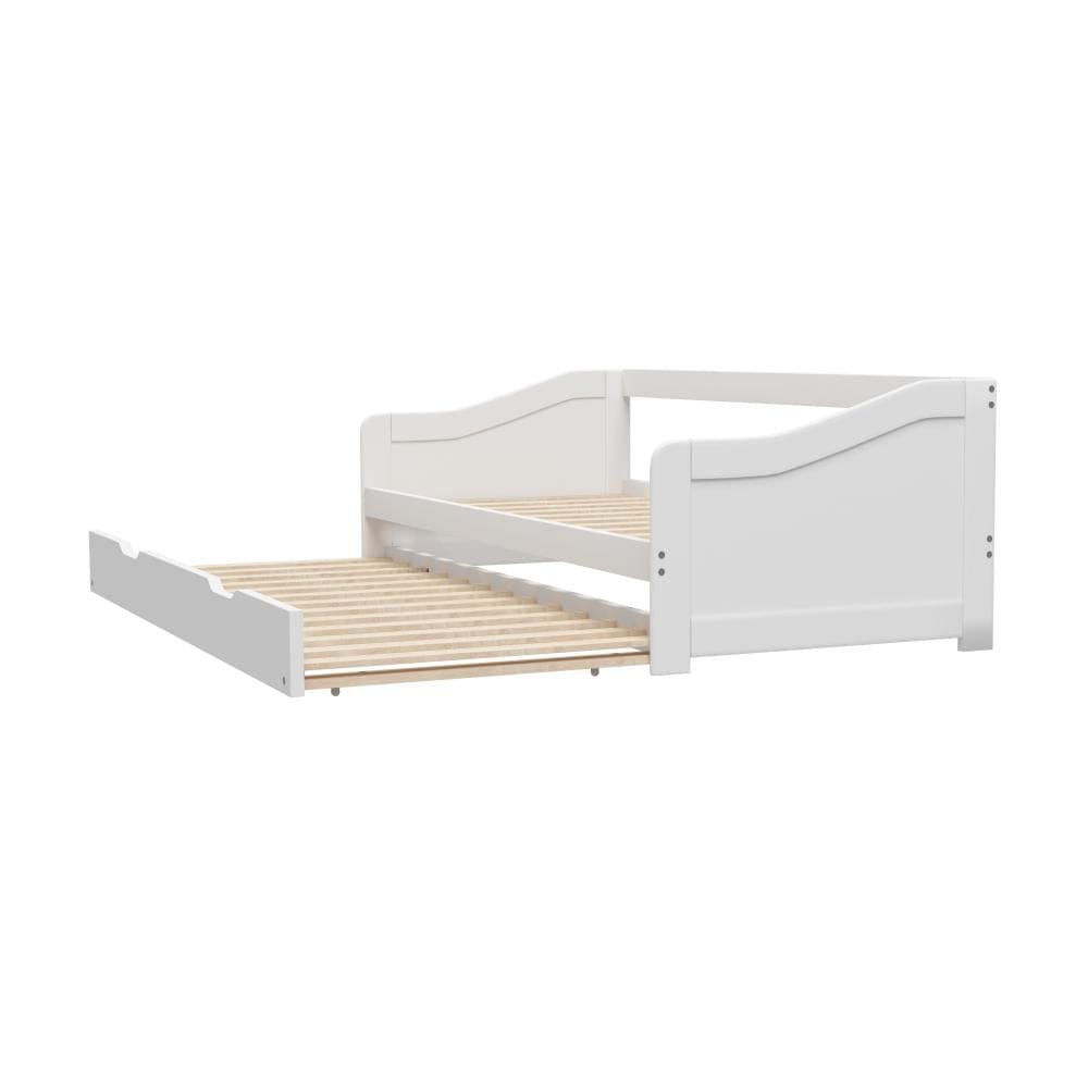 Oikiture Bedframe Zona Trundle Bed Frame Daybed Single Size Base Timber Wooden Kids Bed
