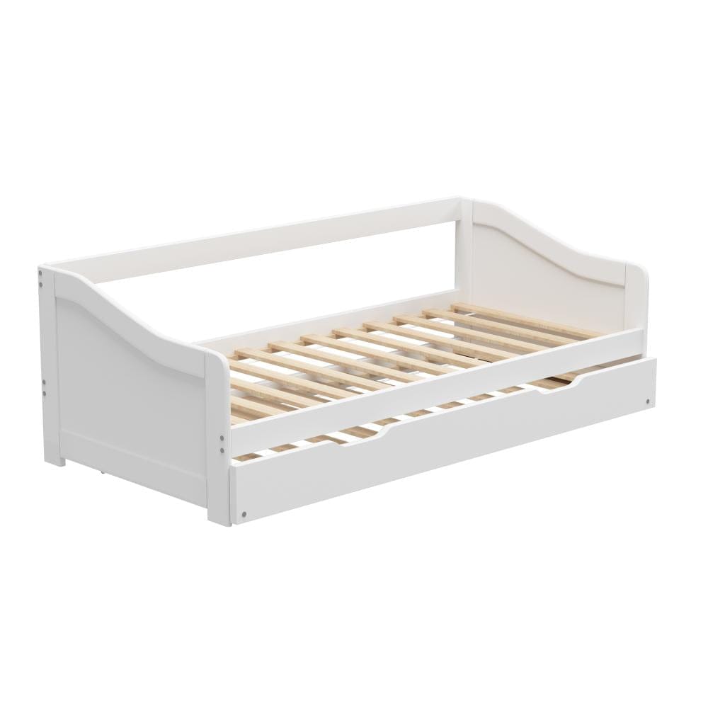 Oikiture Bedframe Zona Trundle Bed Frame Daybed Single Size Base Timber Wooden Kids Bed