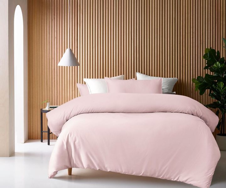 Accessorize Bamboo Cotton Double Stitch Quilt Cover Set Blush Accessorize