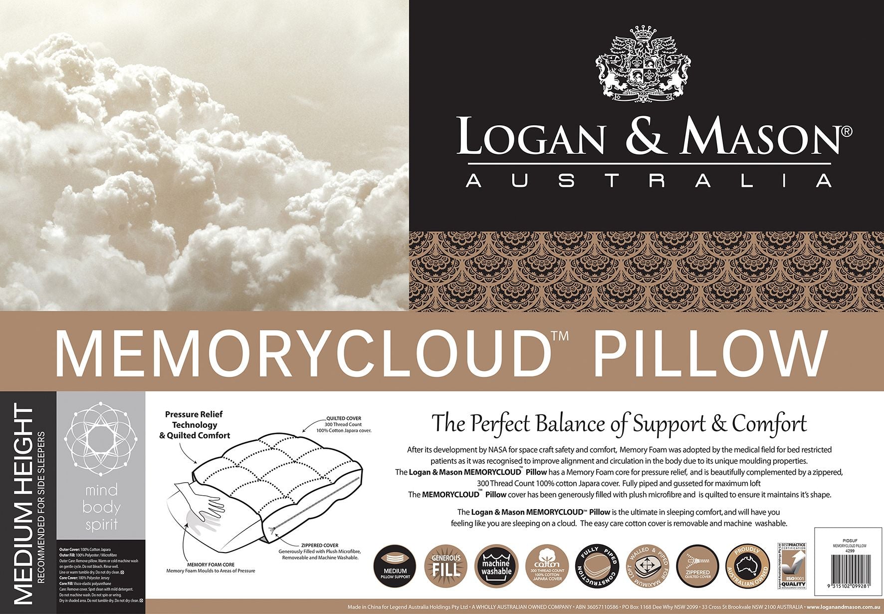 Logan & Mason MEMORY CLOUD PILLOW Logan & Mason