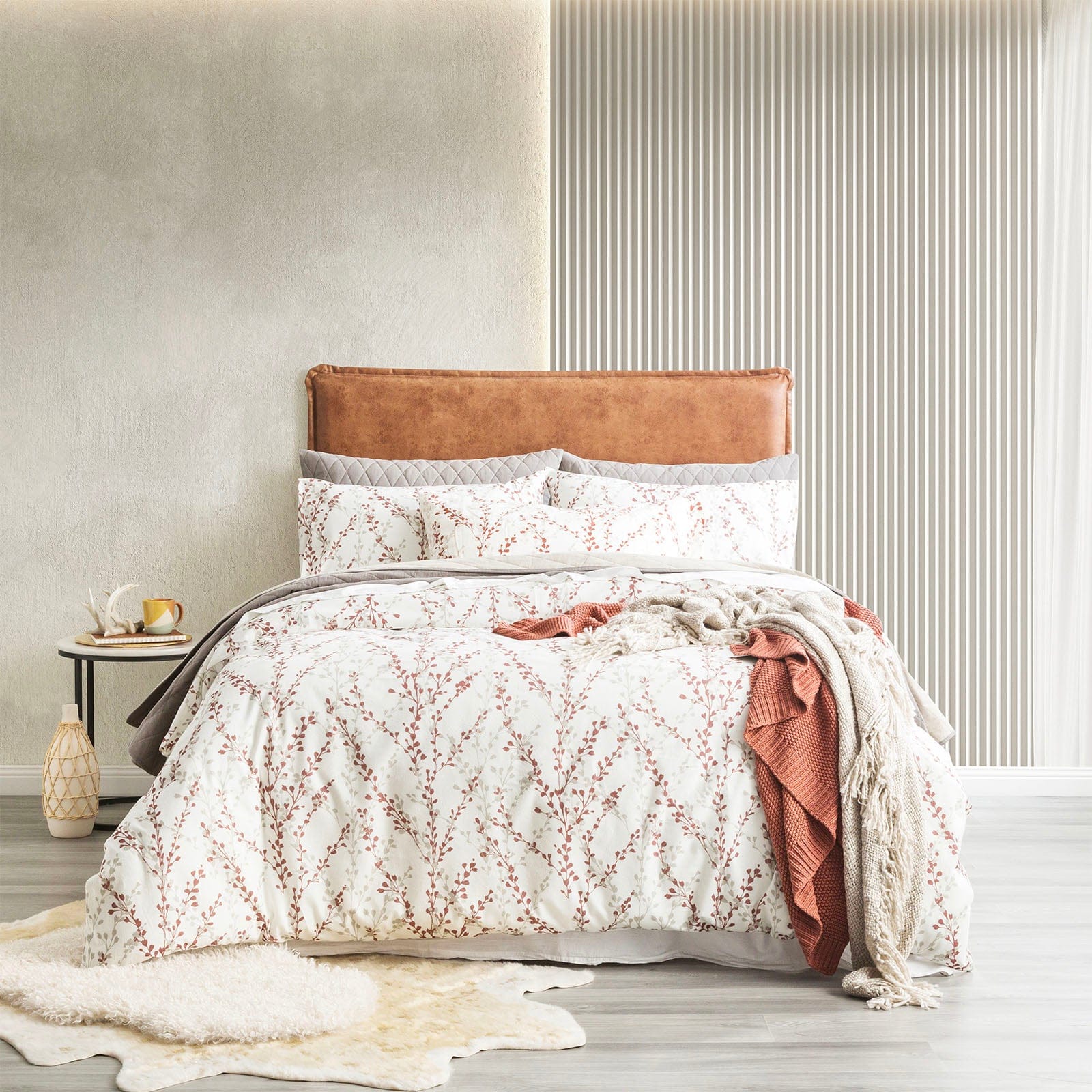 Park Avenue Quilt Cover 175 GSM Egyptian Cotton Flannelette Quilt Cover Set - WINTER BERRY