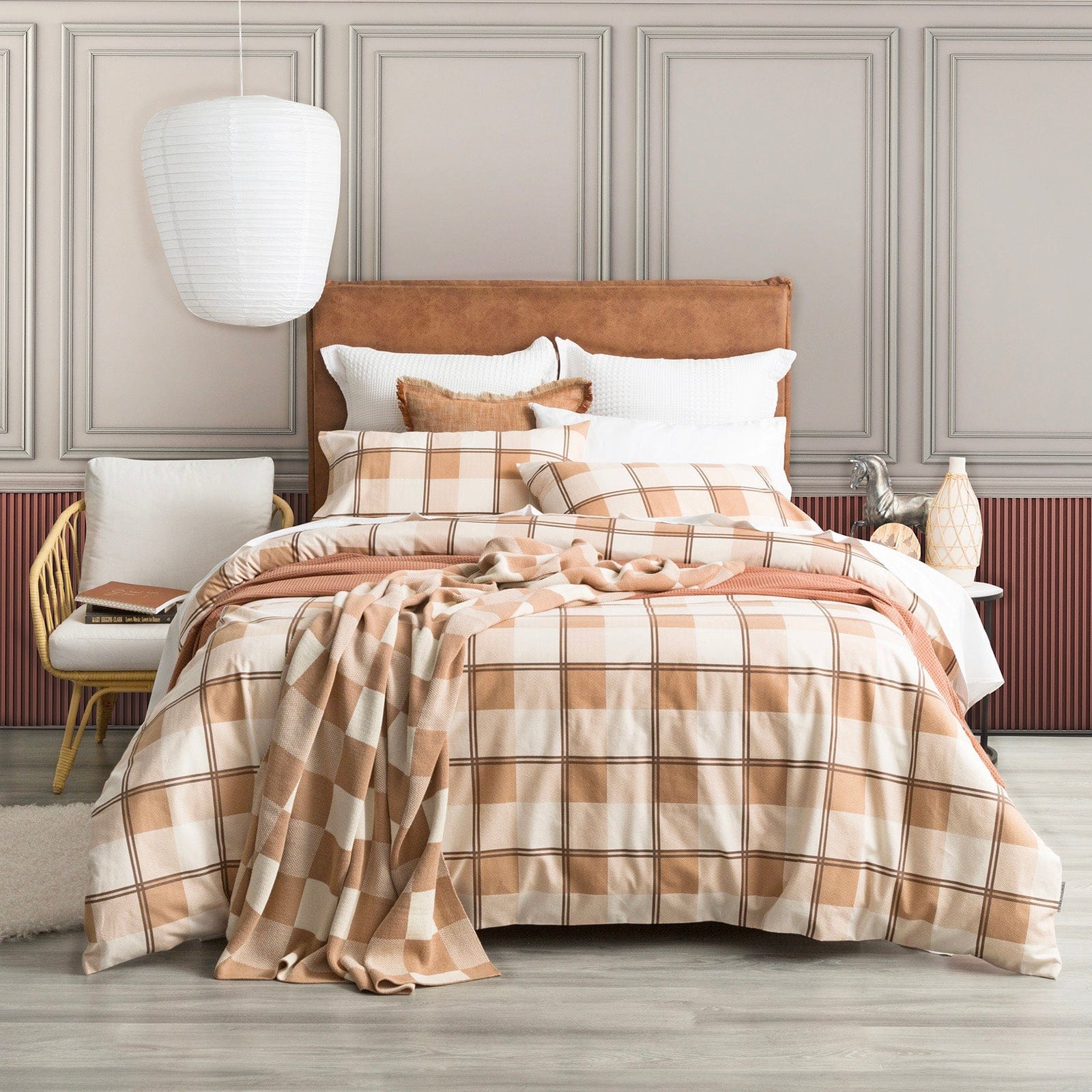 Park Avenue Bed Sheets 175 GSM Egyptian Cotton Flannelette Quilt Cover Sets - TWILL CHECKS