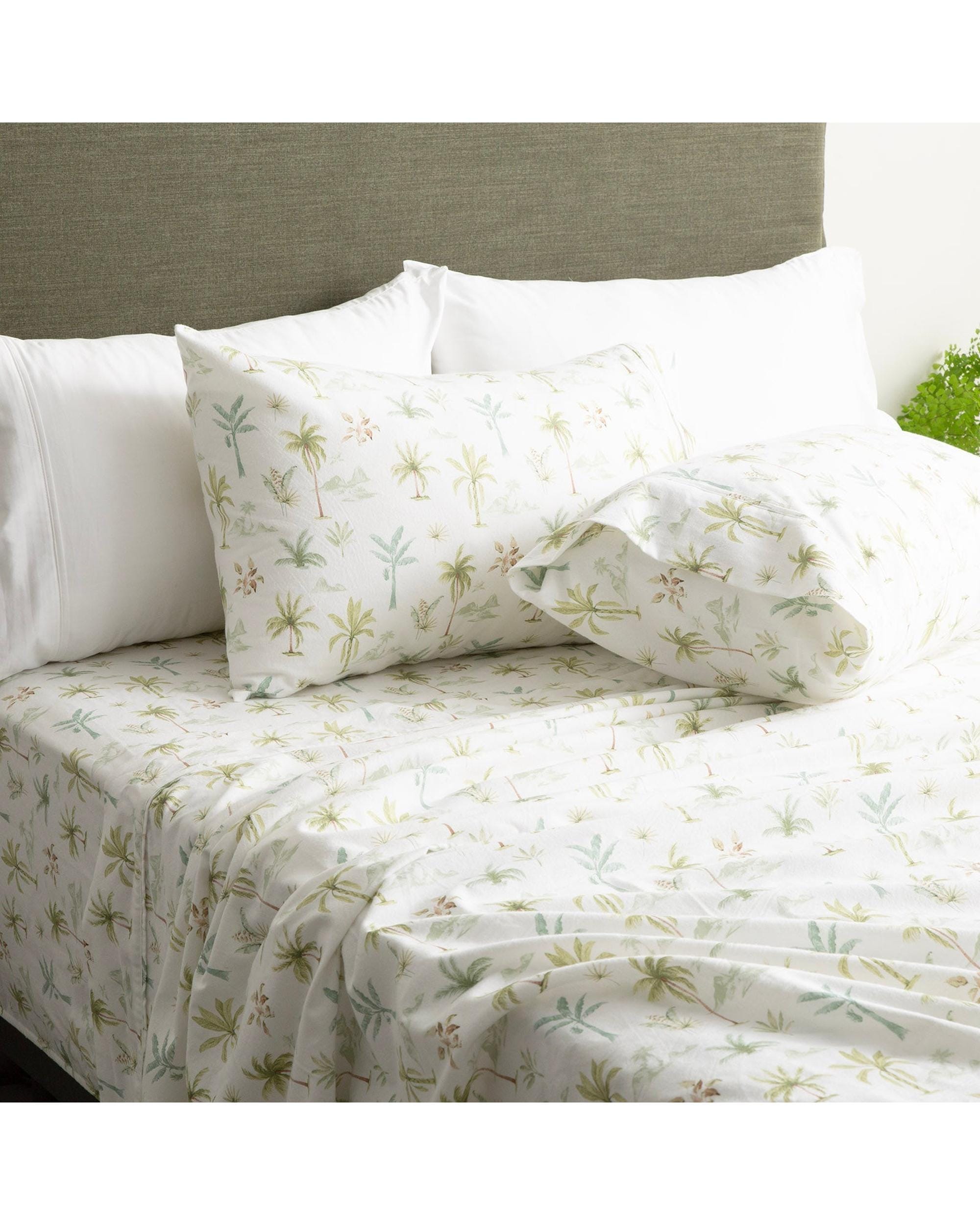 Park Avenue Bed Sheets 175 GSM Egyptian Cotton Flannelette Sheet Sets - CAPRI PALM