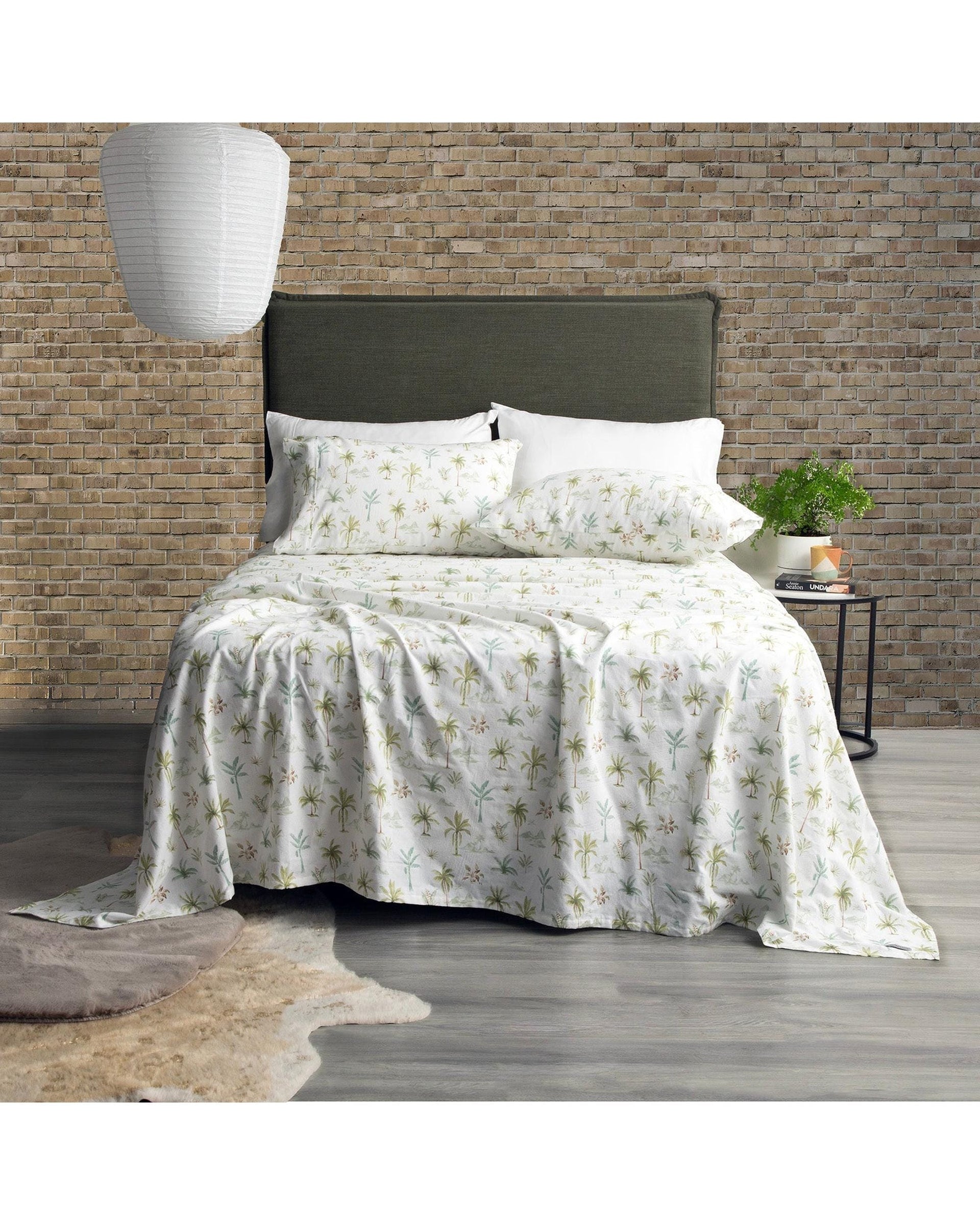 Park Avenue Bed Sheets 175 GSM Egyptian Cotton Flannelette Sheet Sets - CAPRI PALM