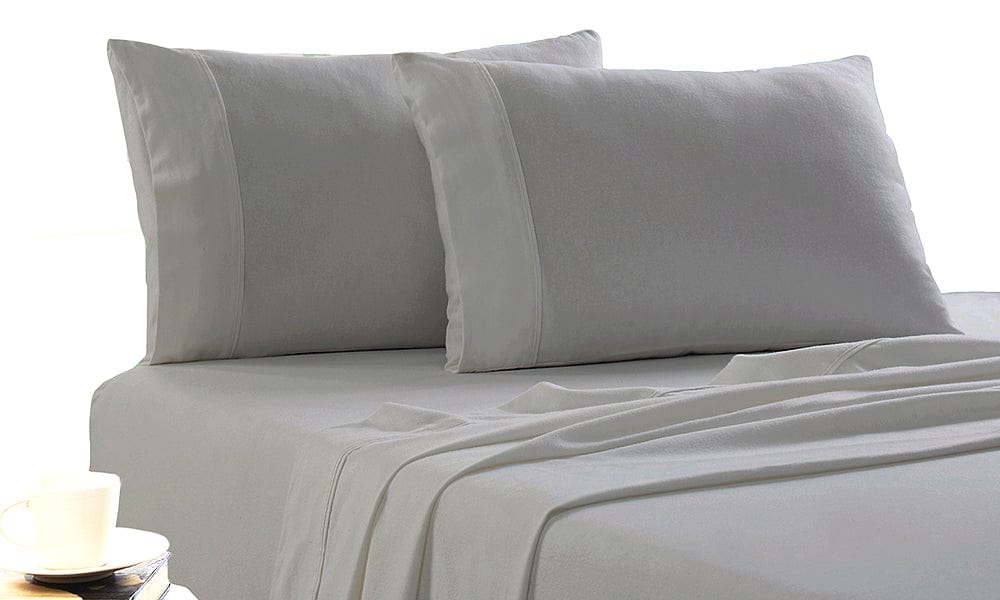 Park Avenue Bed Sheets 175 GSM Egyptian Cotton Flannelette Sheet Sets - SILVER