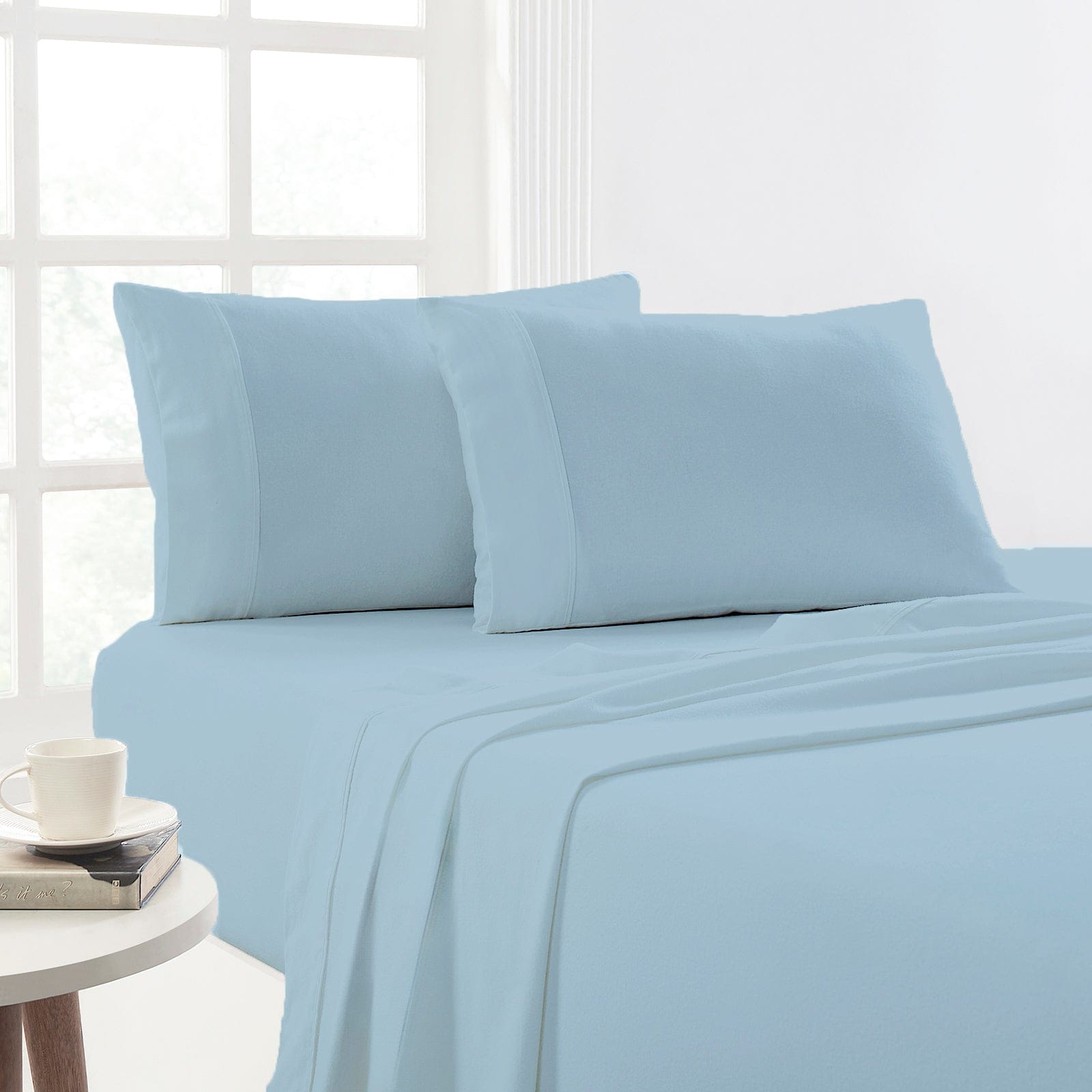 Park Avenue Bed Sheets 175 GSM Egyptian Cotton Flannelette Sheet Sets - SKY