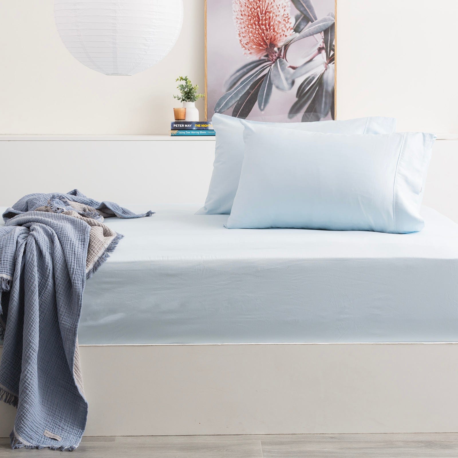Park Avenue Bed Sheets 500 Thread Count Bamboo Cotton Combo Set - Mid Blue