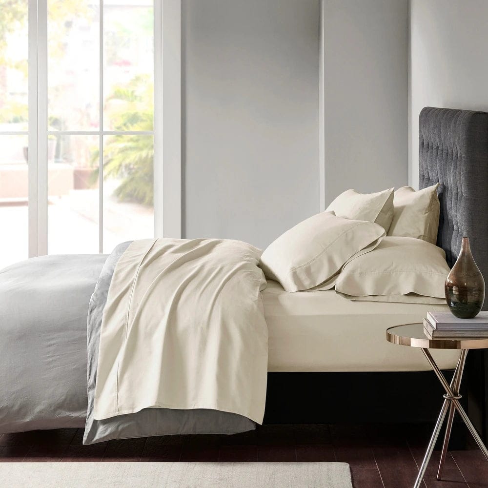 Park Avenue Bed Sheets 600 TC Egyptian Cotton Sateen Sheet Set Oatmeal- DEEP SIZE