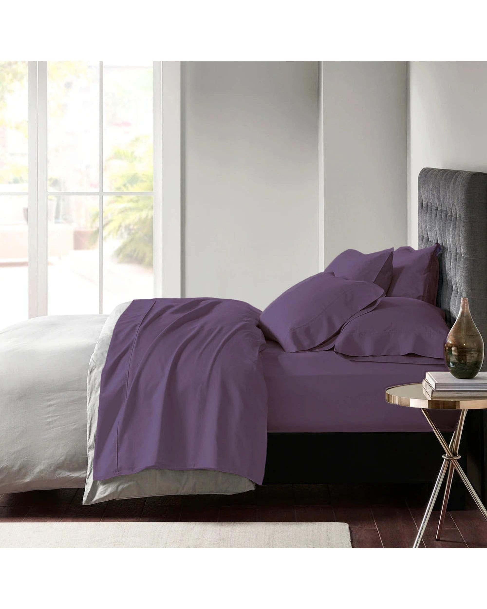 Park Avenue Bed Sheets 600 TC Egyptian Cotton Sateen Sheet Set Plum- DEEP SIZE