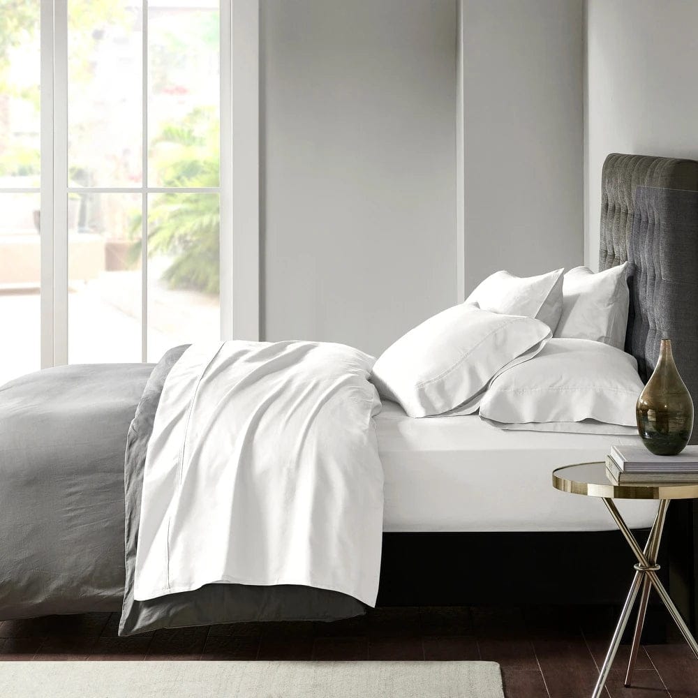 Park Avenue Bed Sheets 600 TC Egyptian Cotton Sateen Sheet Set WHITE- DEEP SIZE