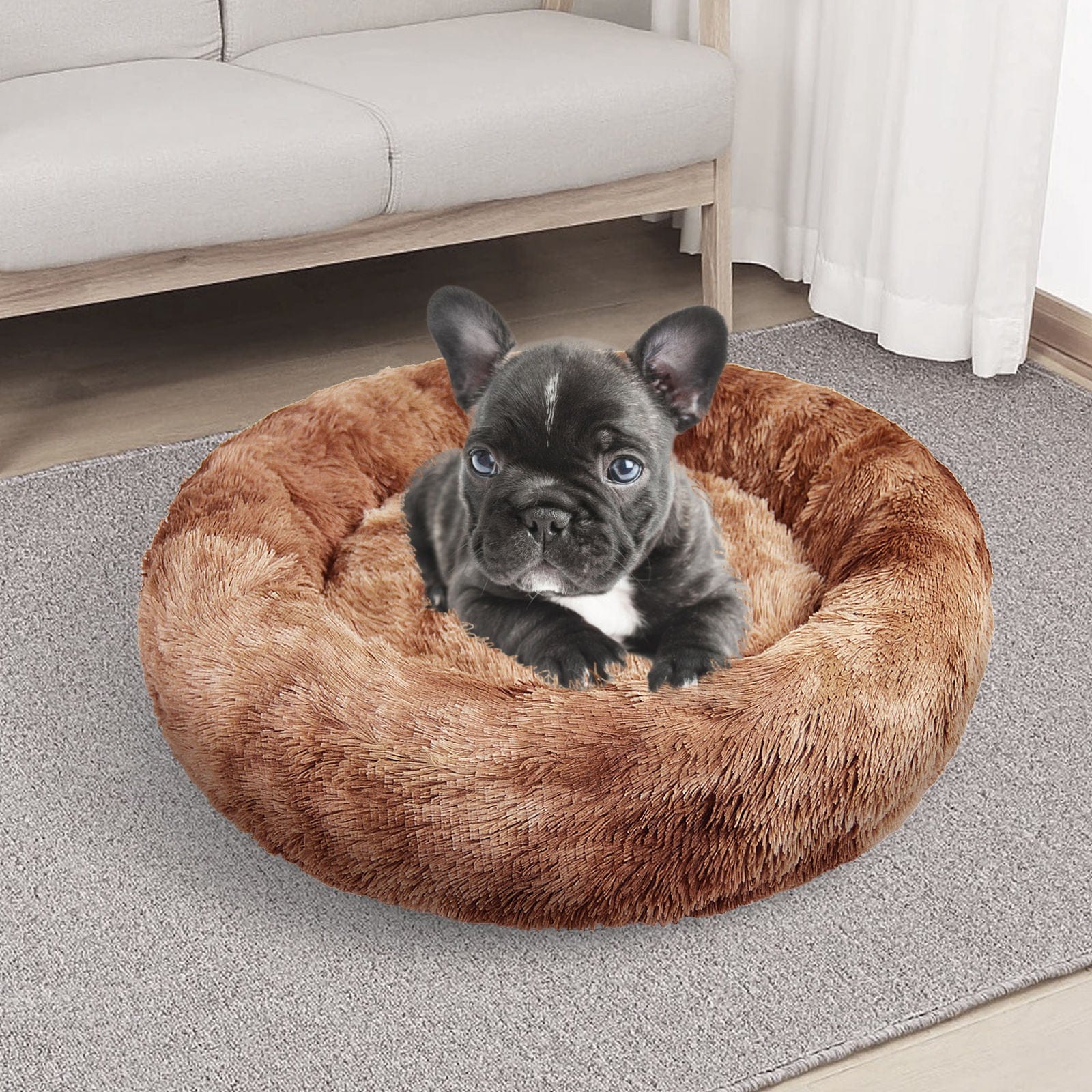 Pawfriends Cat Bed Pawfriends Dog Cat Pet Calming Bed Washable ZIPPER Cover Warm Soft Plush Round Sleeping 100