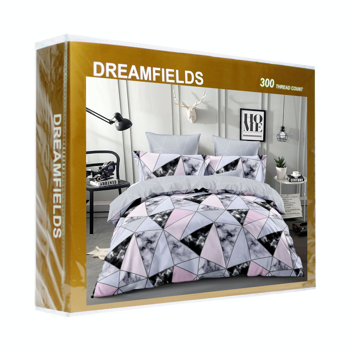 Dreamfields Marble Geometric Design Quilt Doona Duvet Cover Set
