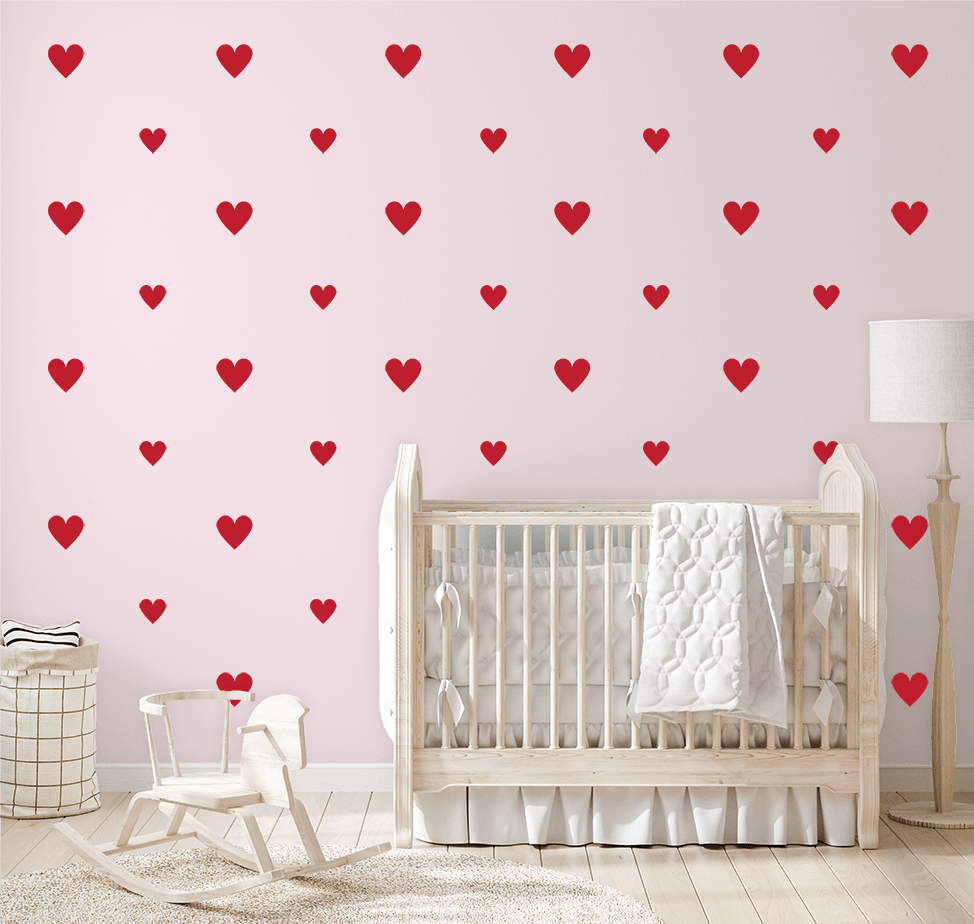 Polka Art Wall Decal A1 (60cm x 84cm) Darling Hearts