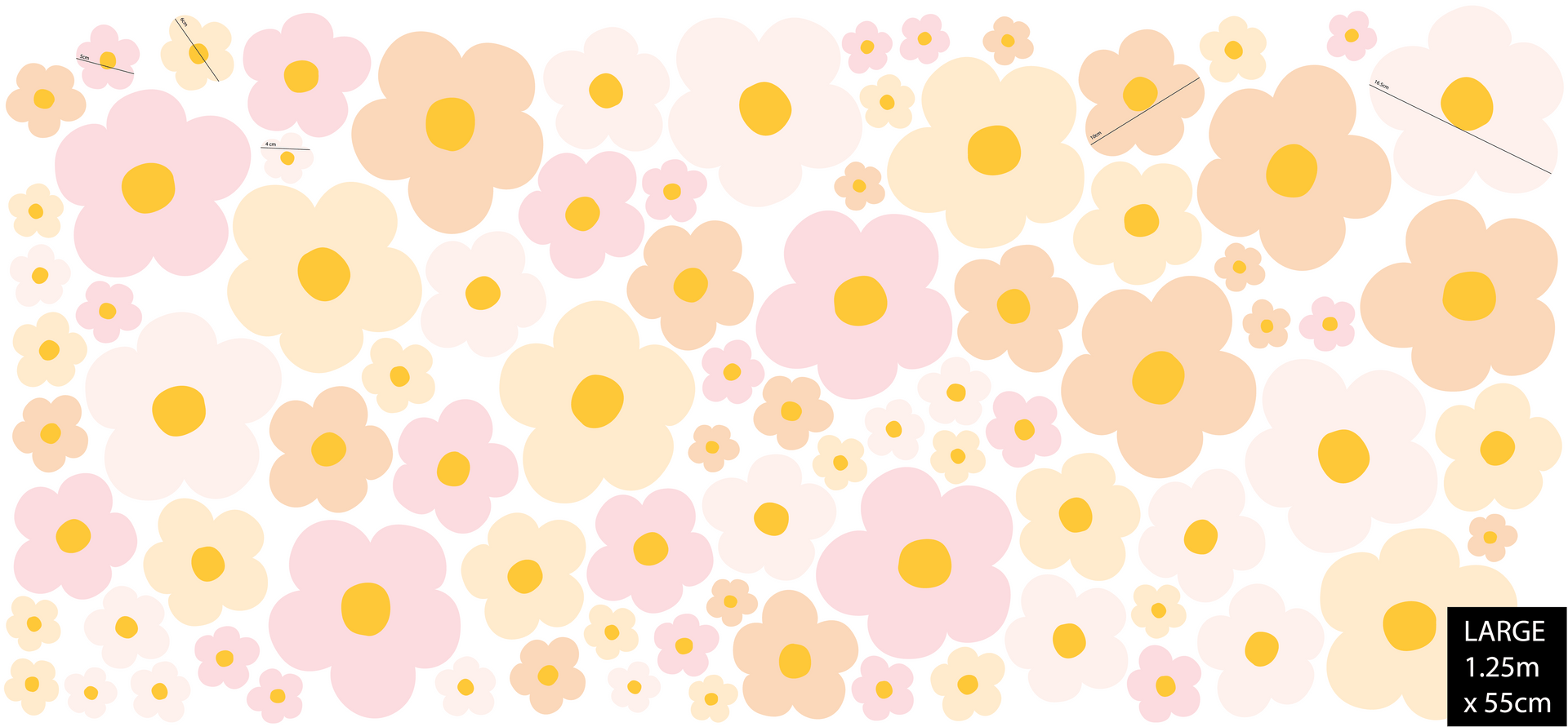 Polka Art Wall Decal Large (125cm x 55cm) Spring Flowers