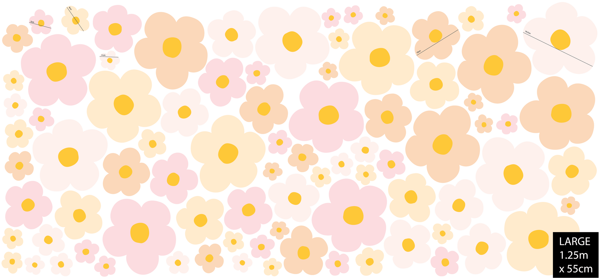 Polka Art Wall Decal Large (125cm x 55cm) Spring Flowers