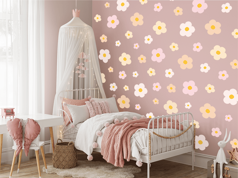 Polka Art Wall Decal Large (125cm x 55cm) Spring Flowers