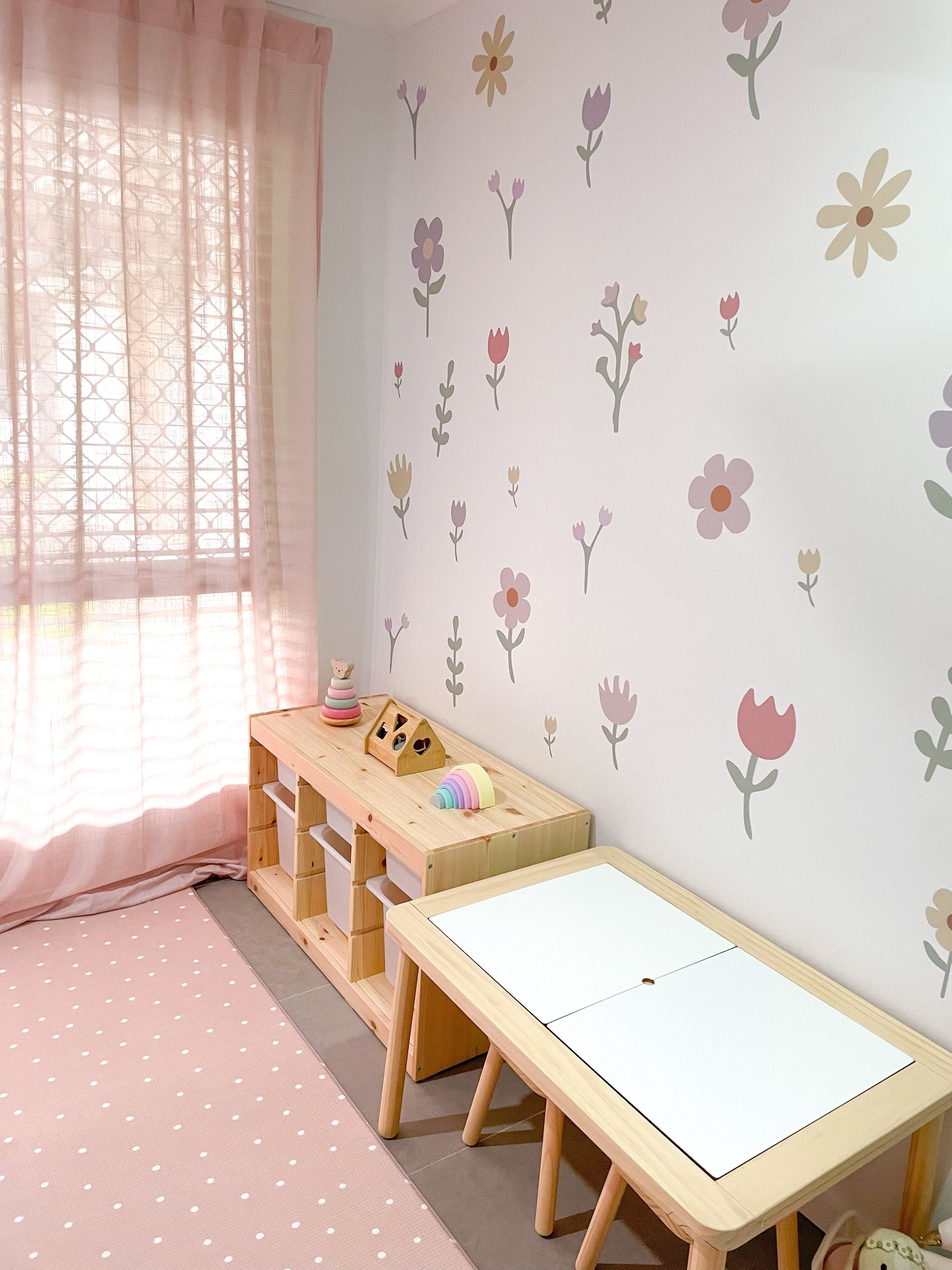 Polka Art Wall Decal Large (128cm x 65cm) Pastel Petals