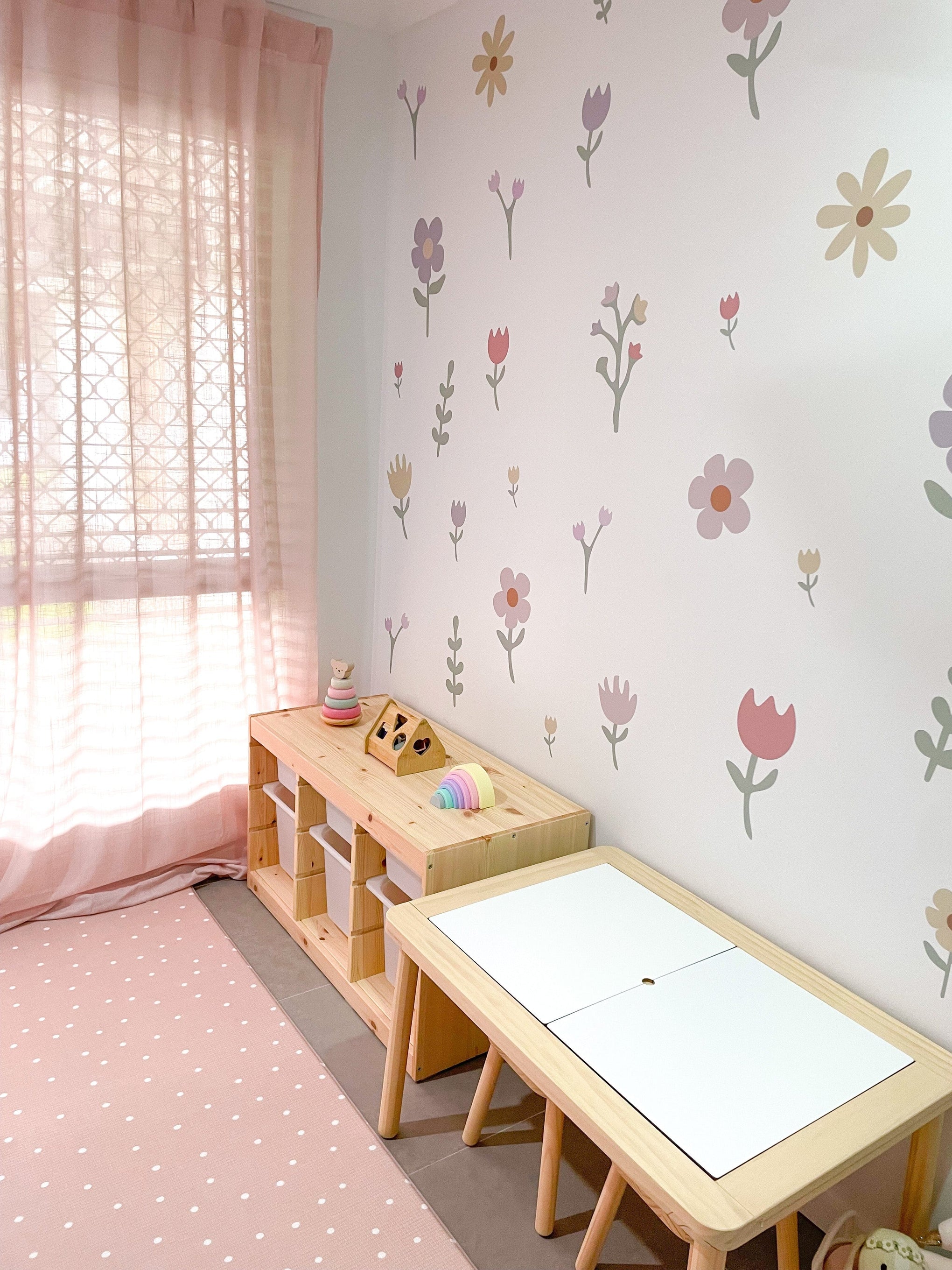 Polka Art Wall Decal Large (128cm x 65cm) Pastel Petals