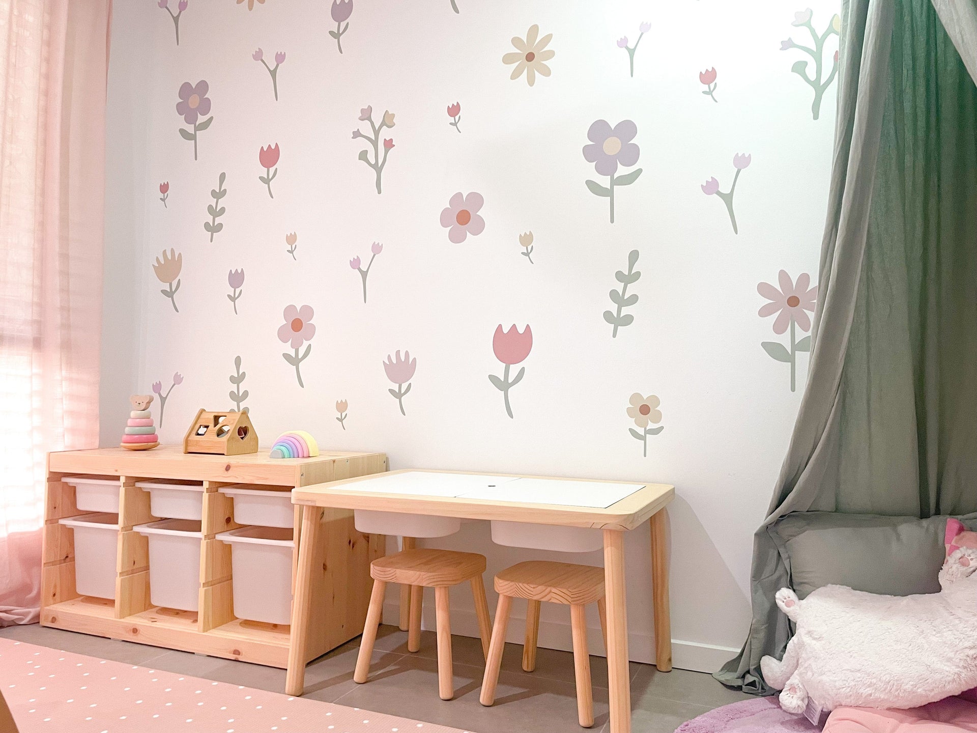 Polka Art Wall Decal Large (128cm x 65cm) Pastel Petals