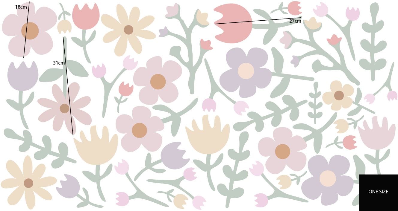 Polka Art Wall Decal Large (128cm x 65cm) Pastel Petals