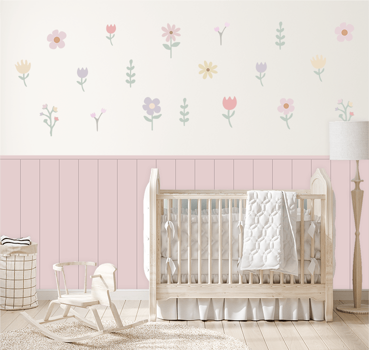 Polka Art Wall Decal Large (128cm x 65cm) Pastel Petals