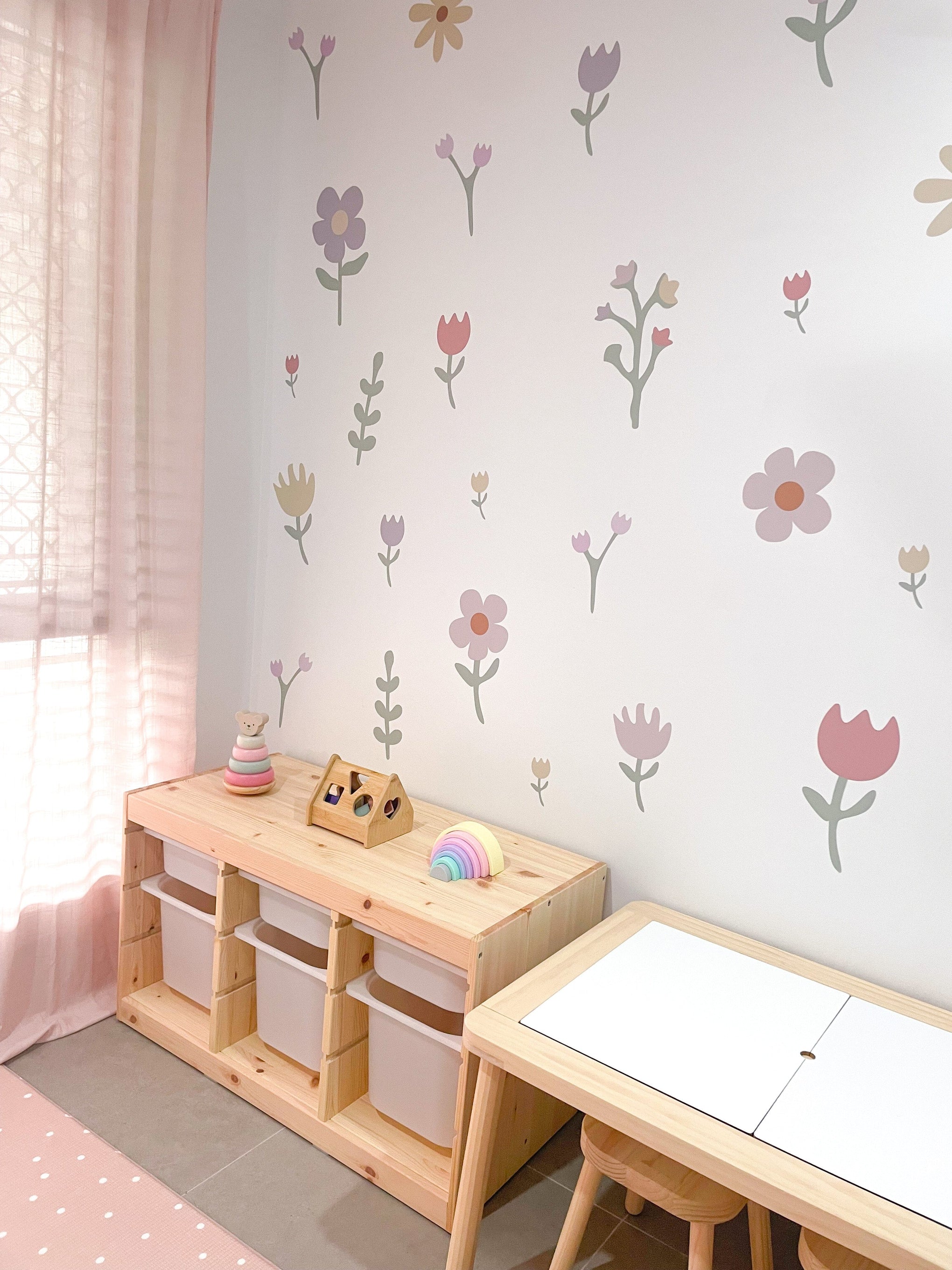 Polka Art Wall Decal Large (128cm x 65cm) Pastel Petals