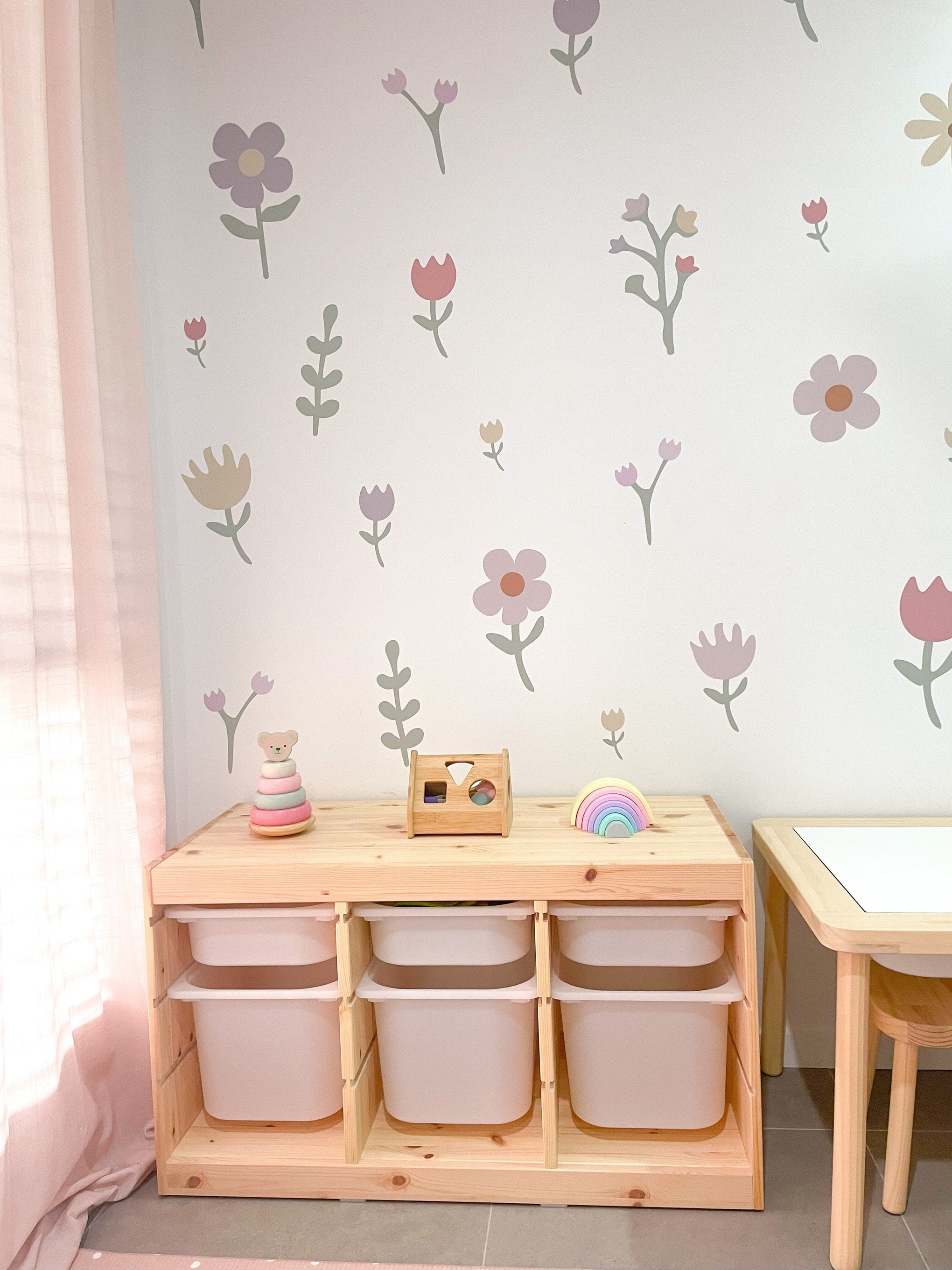 Polka Art Wall Decal Large (128cm x 65cm) Pastel Petals