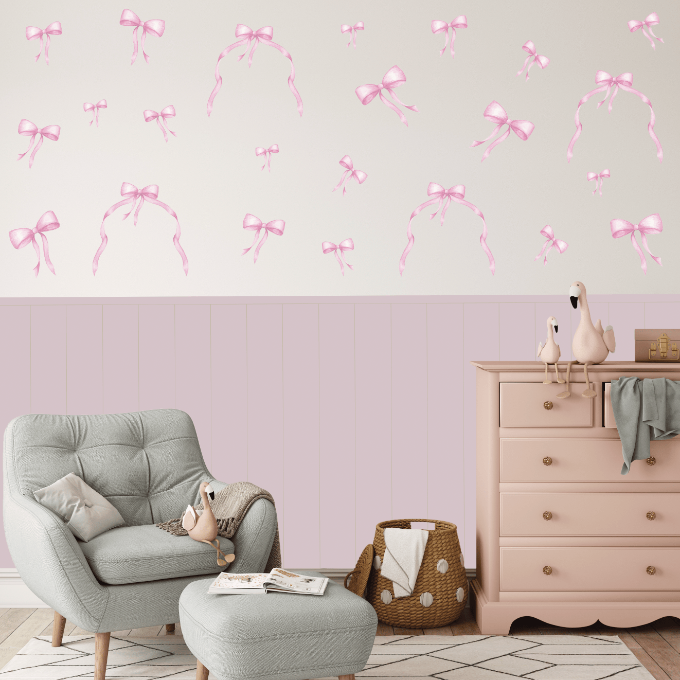 Polka Art Wall Decal Medium (65cm x 65cm) Little Miss Ribbons Decals