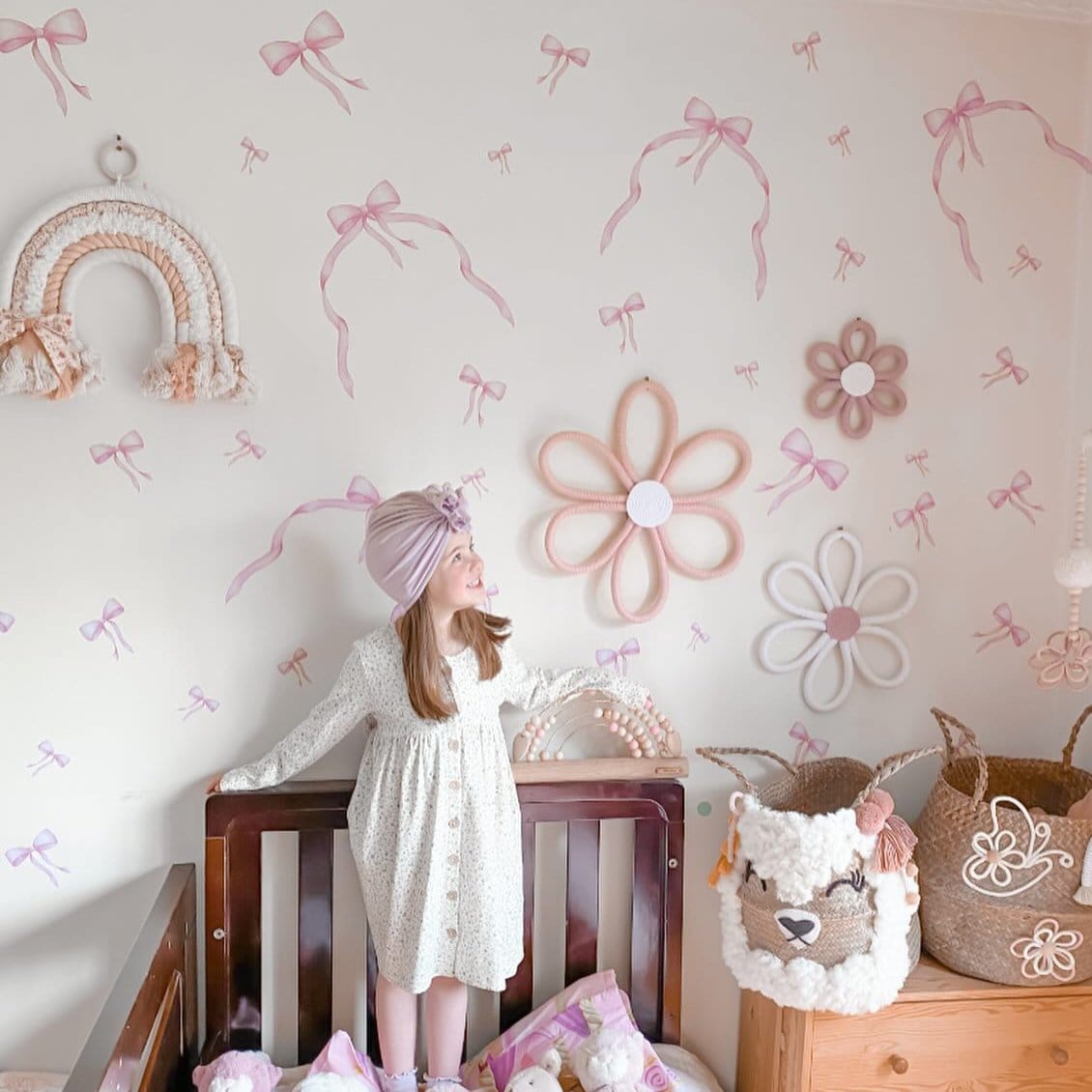 Polka Art Wall Decal Medium (65cm x 65cm) Little Miss Ribbons Decals