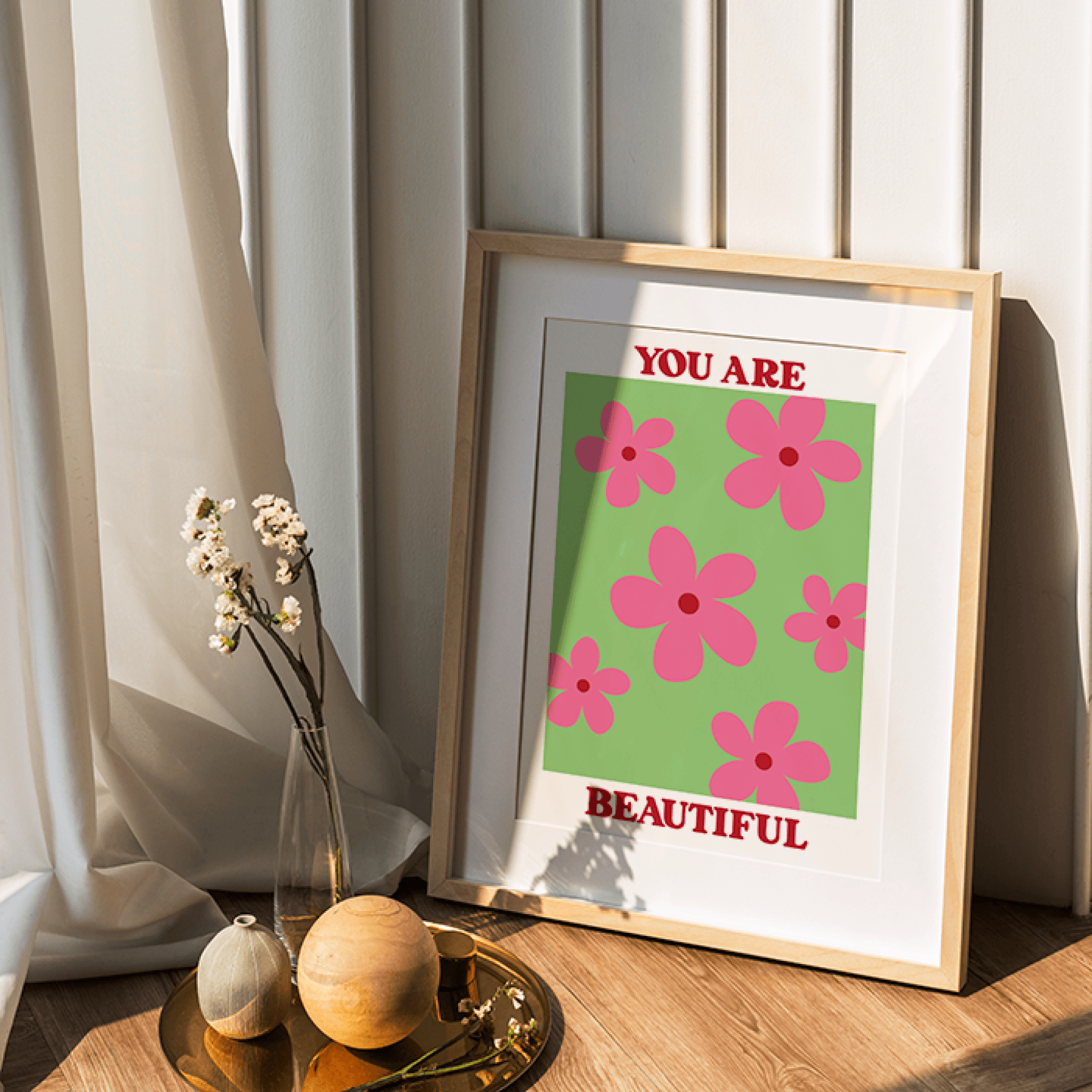 Polka Art Wall Decal You Are Beautiful