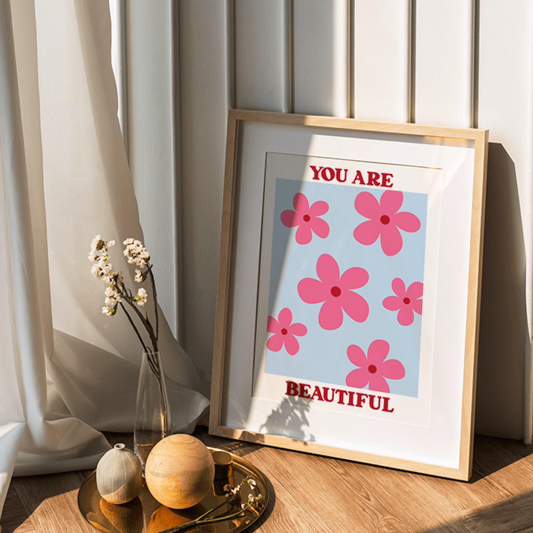 Polka Art Wall Decal You Are Beautiful