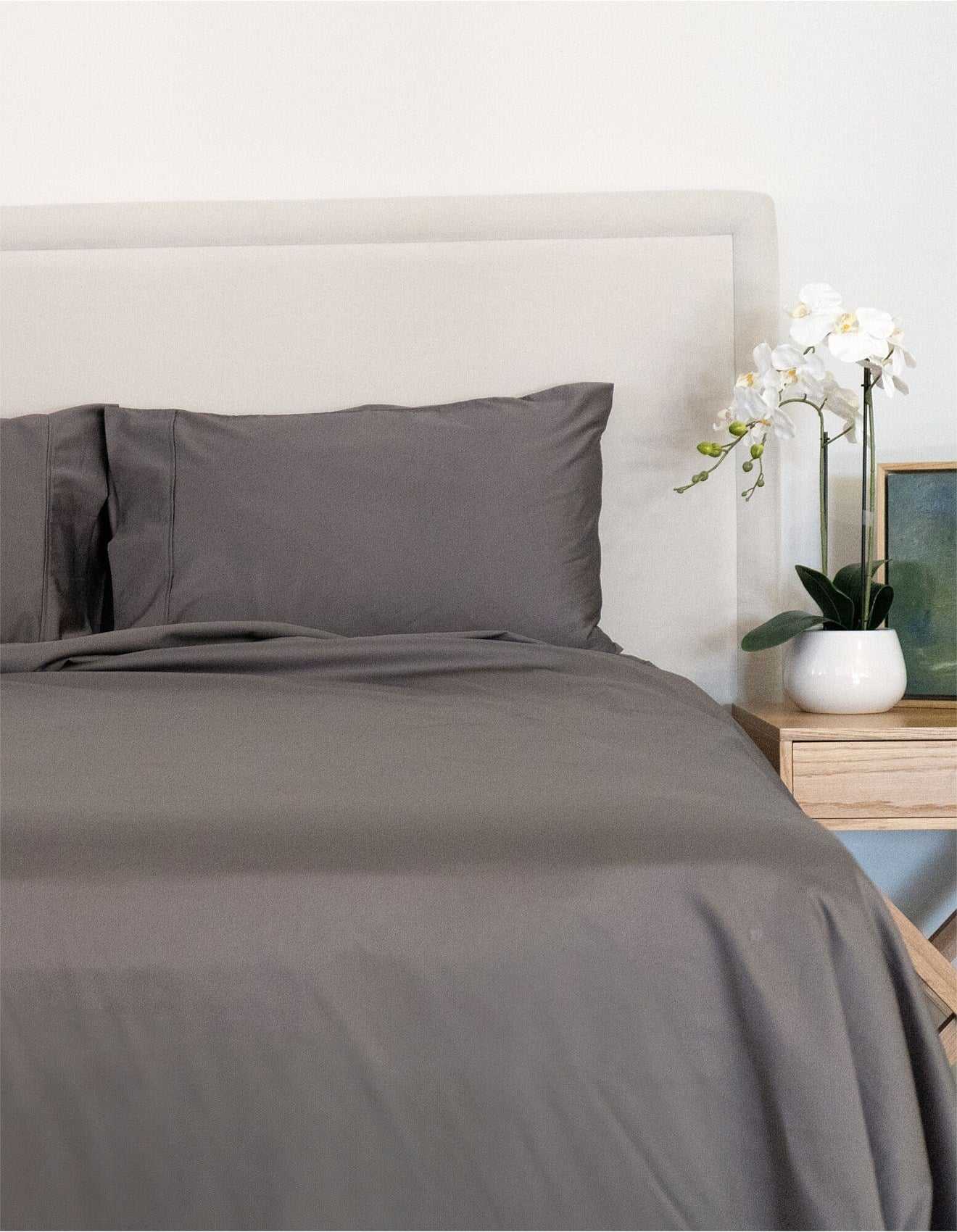 Protect A Bed Quilt Cover Cumulus Cotton Flat Sheet Charcoal