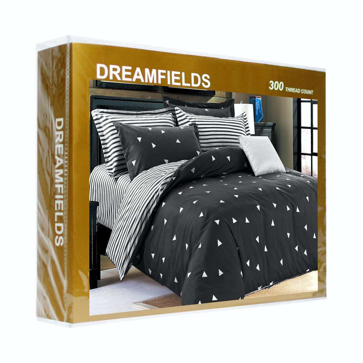 Dreamfields Black Triangles Design Quilt Doona Duvet Cover Set