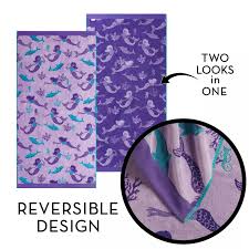 Renee Taylor Beach Towels 2 Pack Jacquard Velour Kids Beach Towel 75 x 150 cms Mermaid
