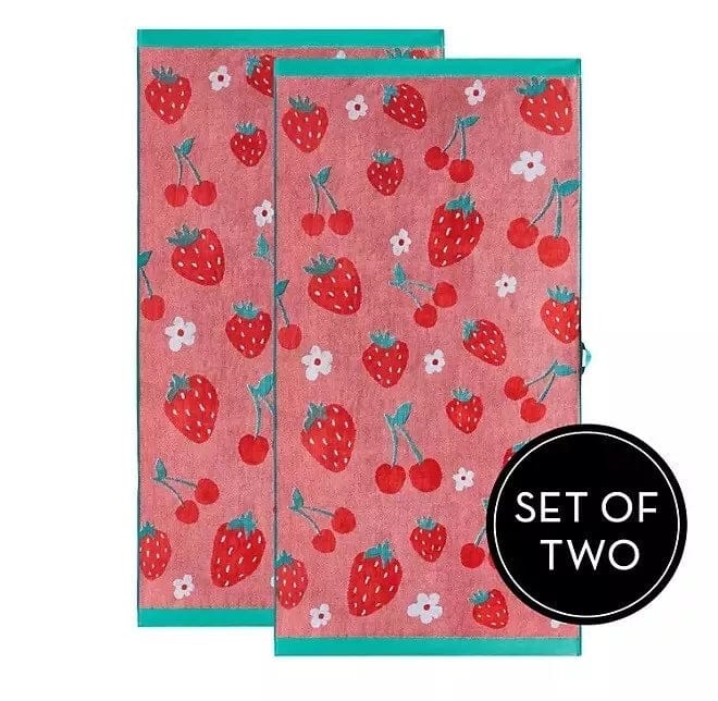 Renee Taylor Beach Towels 2 Pack Jacquard Velour Kids Beach Towel 75 x 150 cms Pine Cherry