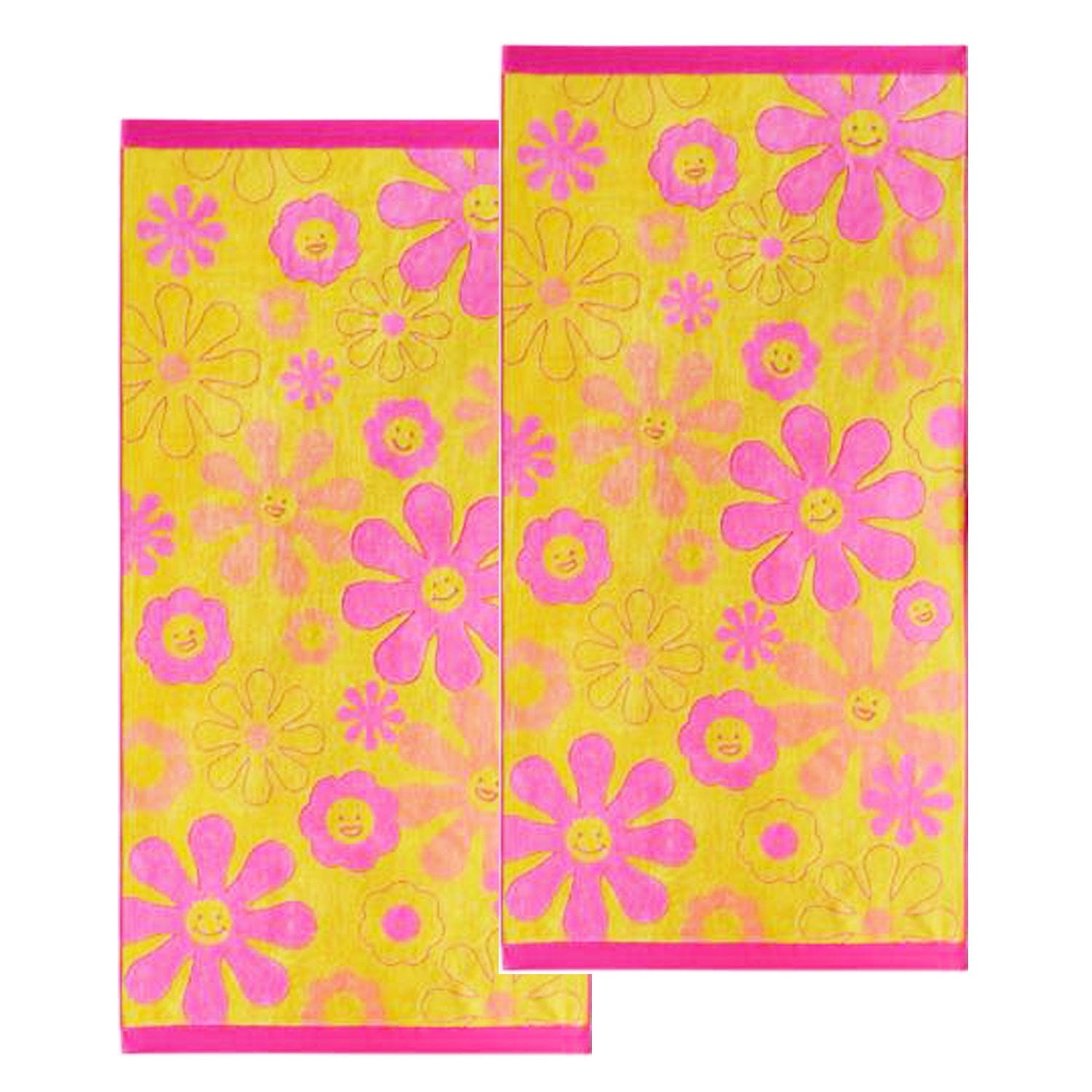 Renee Taylor Beach Towels 2 Pack Jacquard Velour Kids Beach Towel 75 x 150 cms Sunflower