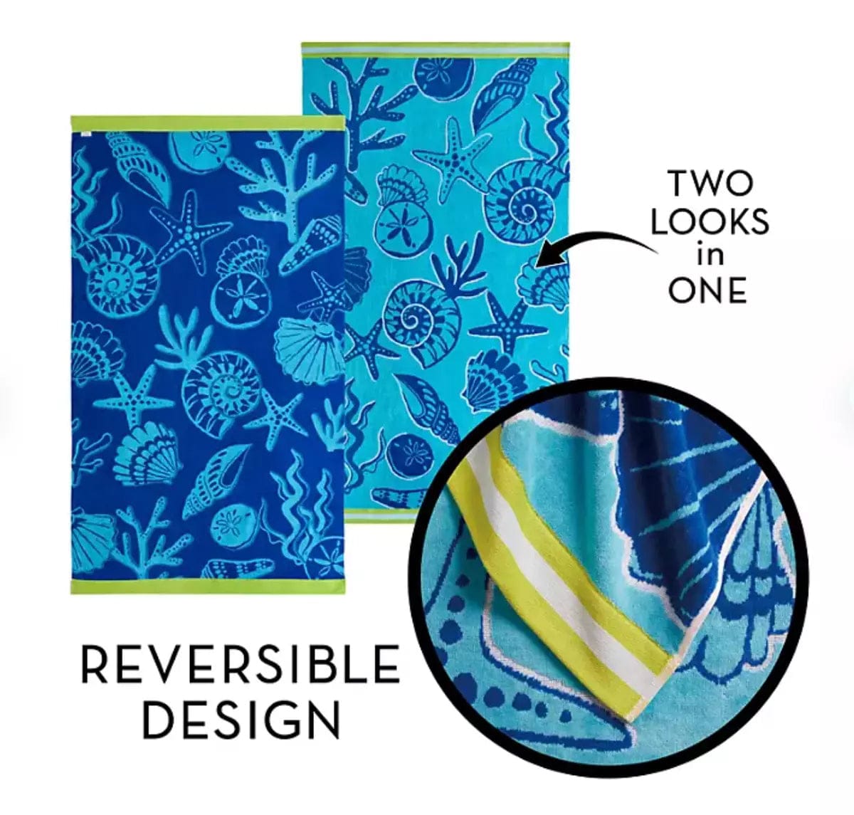 Renee Taylor Beach Towels 2 Pack Jacquard Velour Large Beach Towel 100 x 180 cms Shell