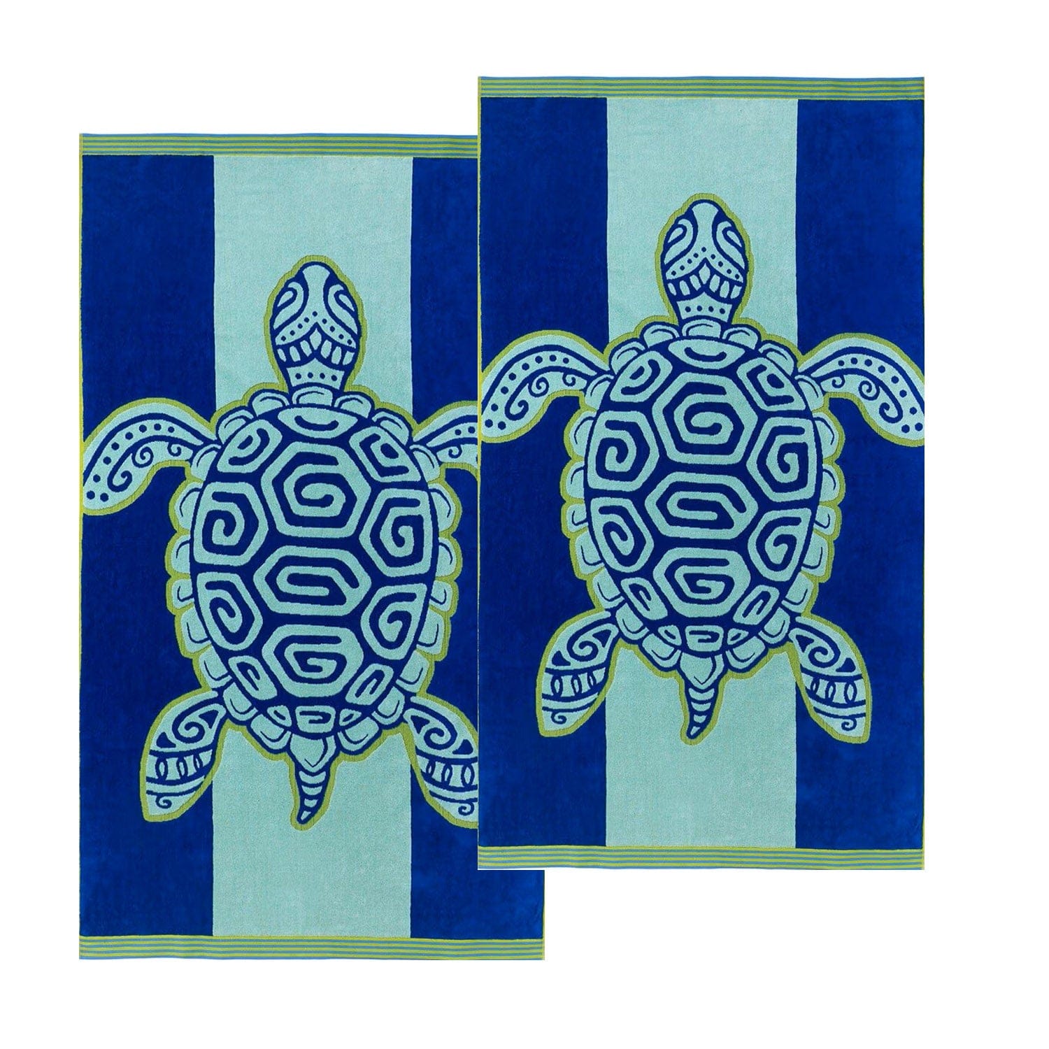 Renee Taylor Beach Towels 2 Pack Jacquard Velour Large Beach Towel 100 x 180 cms Turtle