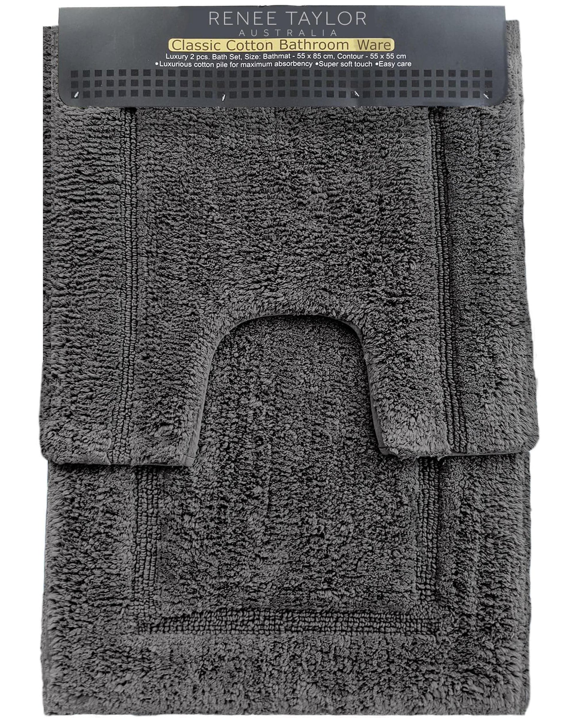 Renee Taylor Bathroom Mat 2 Piece 2200 GSM Tufted Bath Mat Set - NICKEL