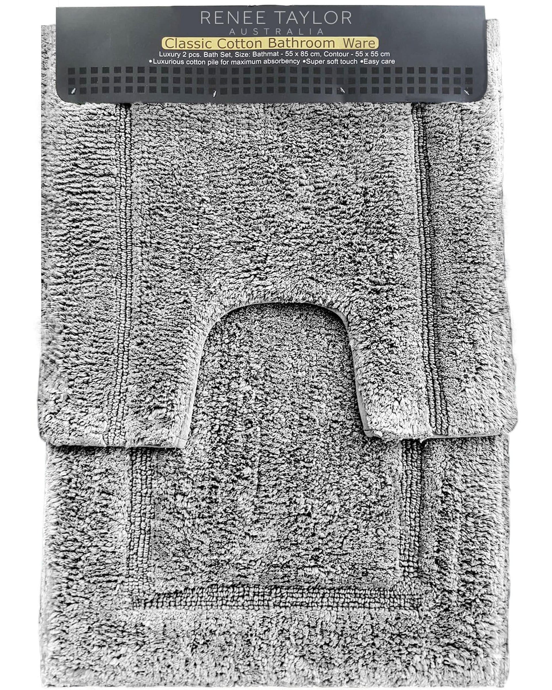 Renee Taylor Bathroom Mat 2 Piece 2200 GSM Tufted Bath Mat Set - VAPOUR