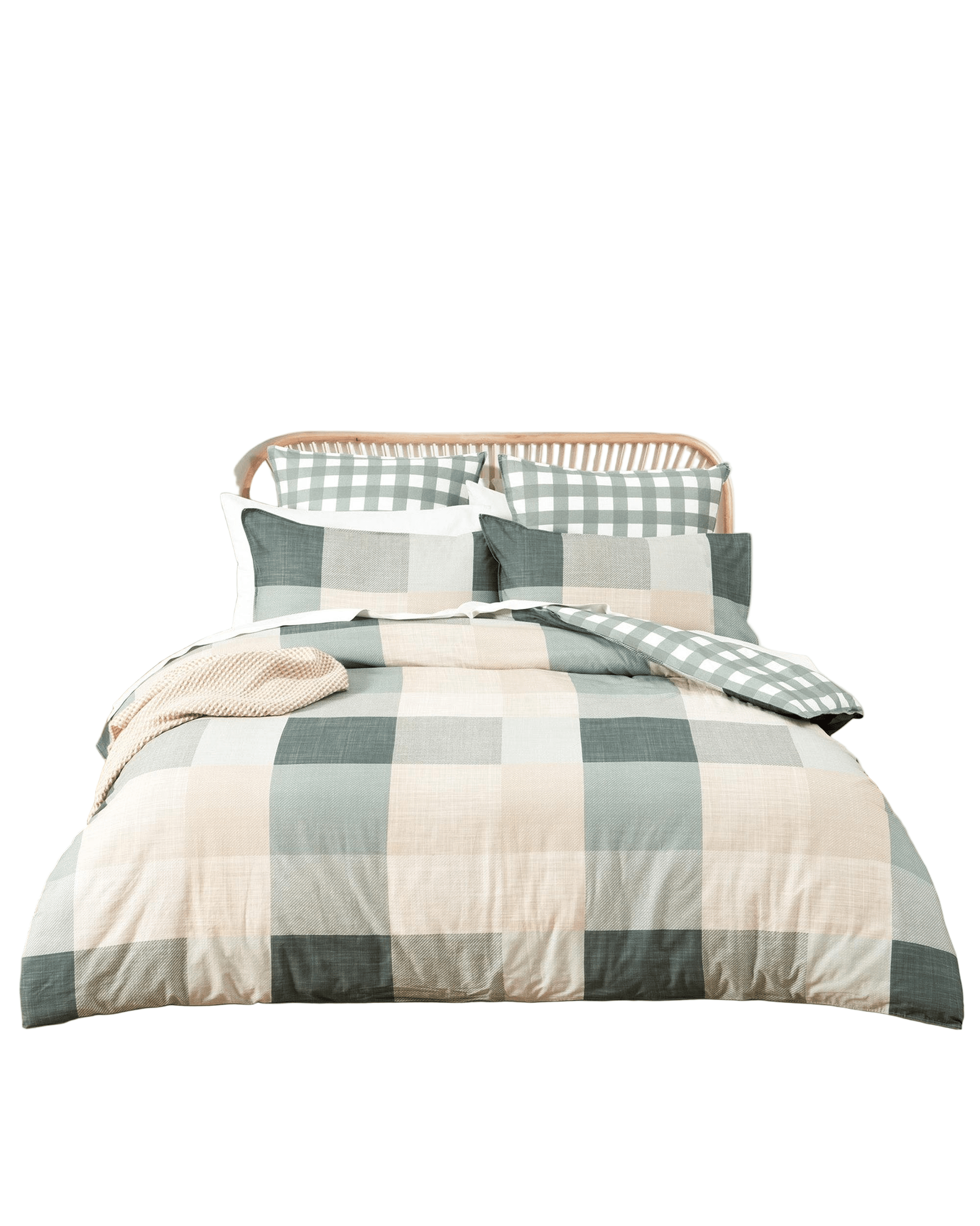 Renee Taylor Quilt Cover 300 TC Cotton Reversible Quilt Cover Sets - Cooper Checks