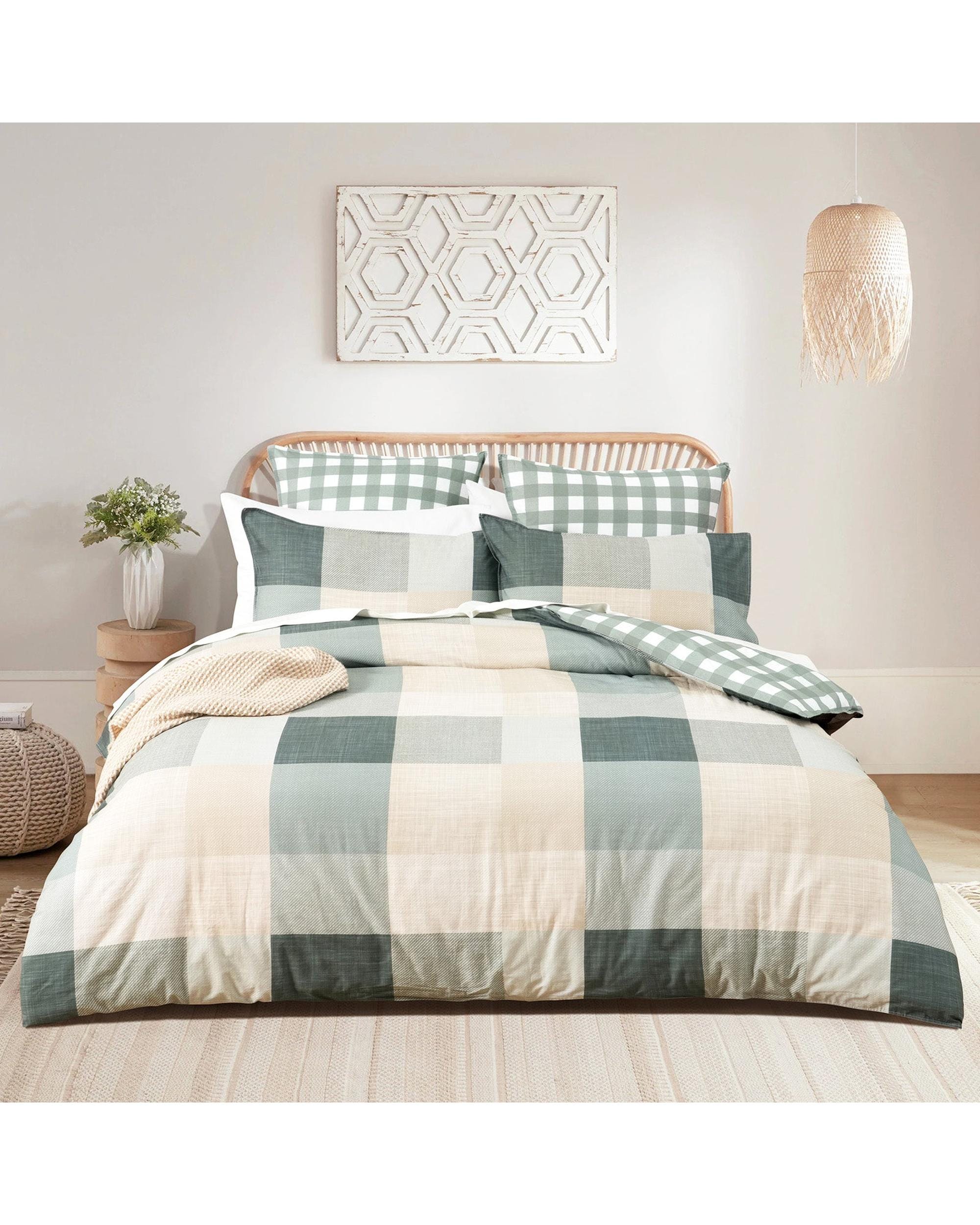 Renee Taylor Quilt Cover 300 TC Cotton Reversible Quilt Cover Sets - Cooper Checks