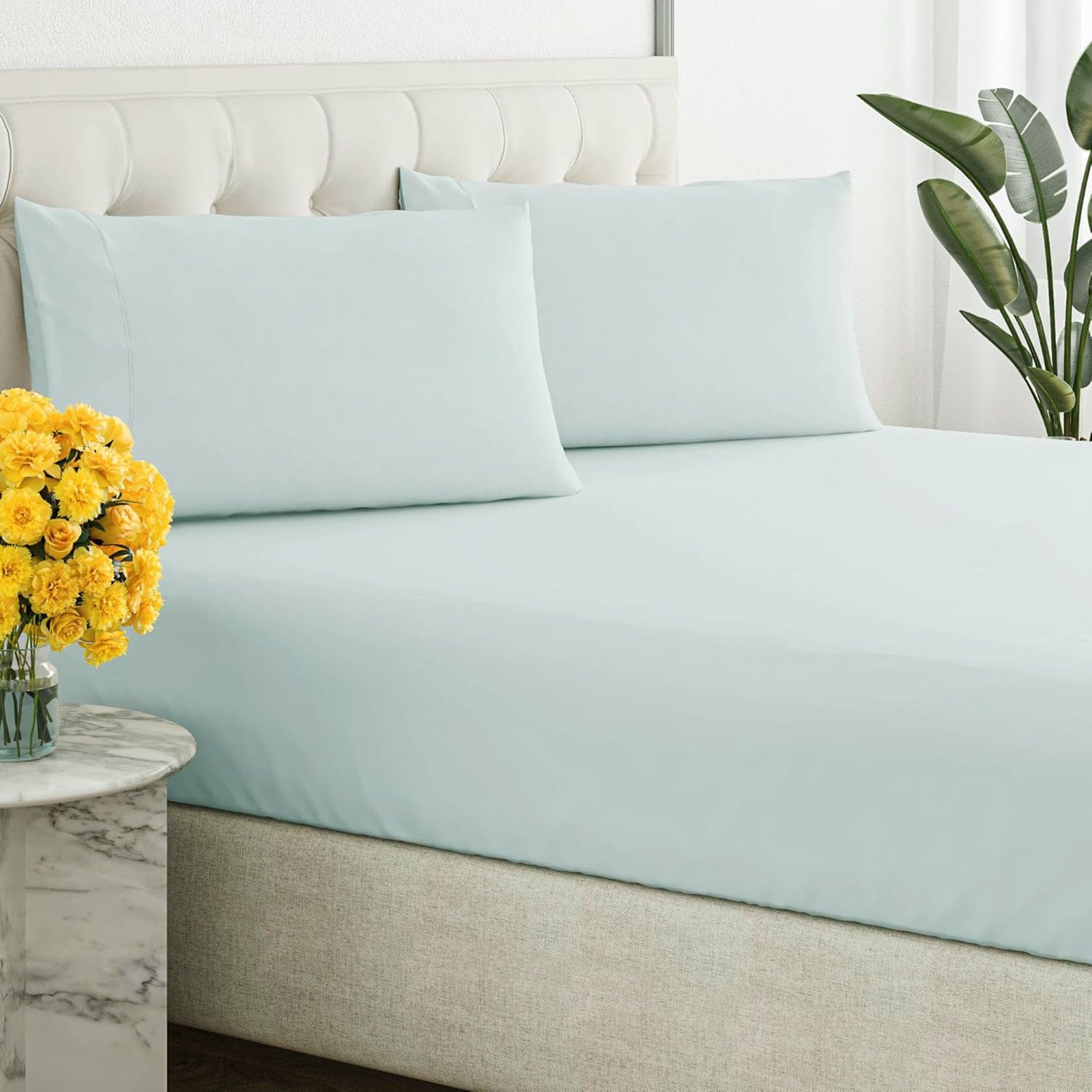 Renee Taylor Bed Sheets 300 Thread Count 100% Organic Cotton Fitted and Pillow Case Set  - Sage