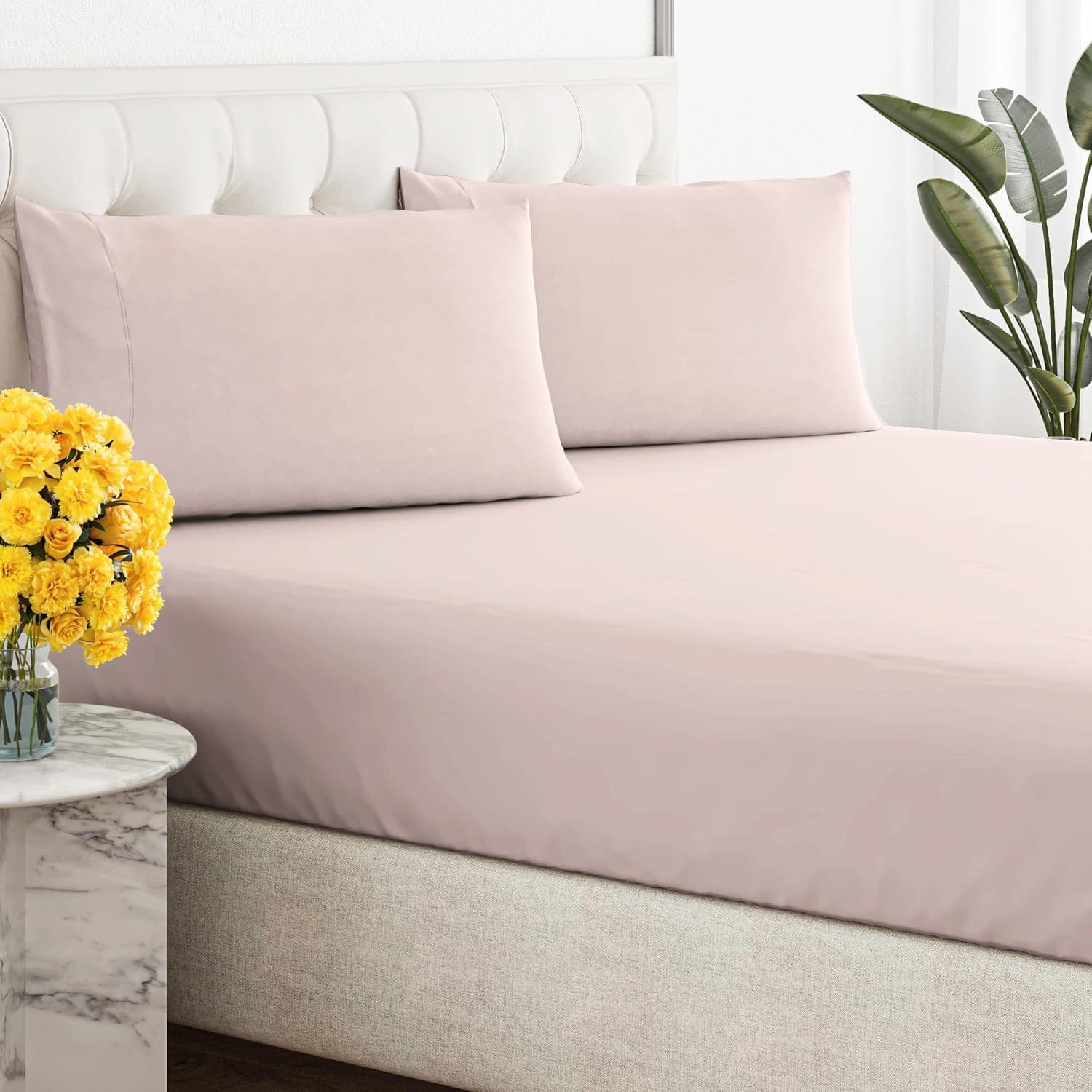 Renee Taylor Bed Sheets 300 Thread Count 100% Organic Cotton Fitted and Pillow Case Set  - Serpia Rose