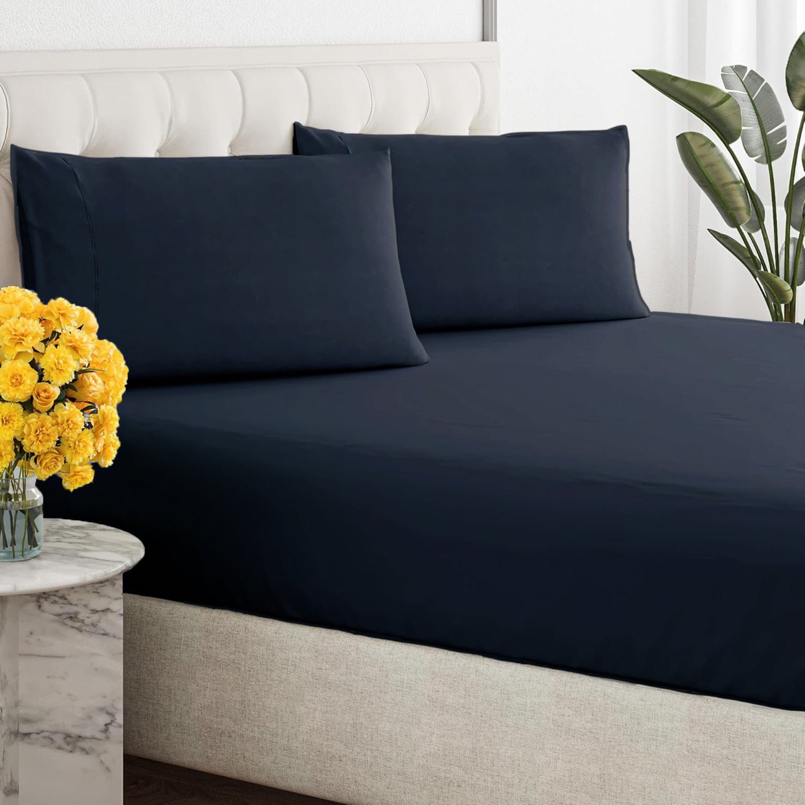 Renee Taylor Bed Sheets 300 Thread Count 100% Organic Cotton Fitted and Pillow Case Set  - Turbulence