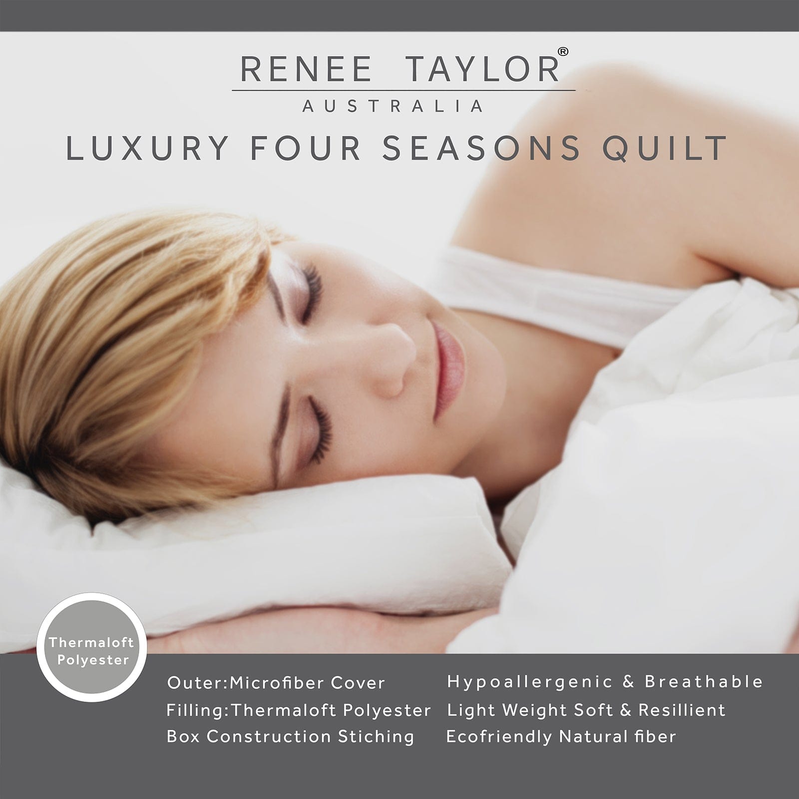 Renee Taylor Duvet/Quilt 400 GSM Luxury All Season Thermaloft Microfiber Quilt